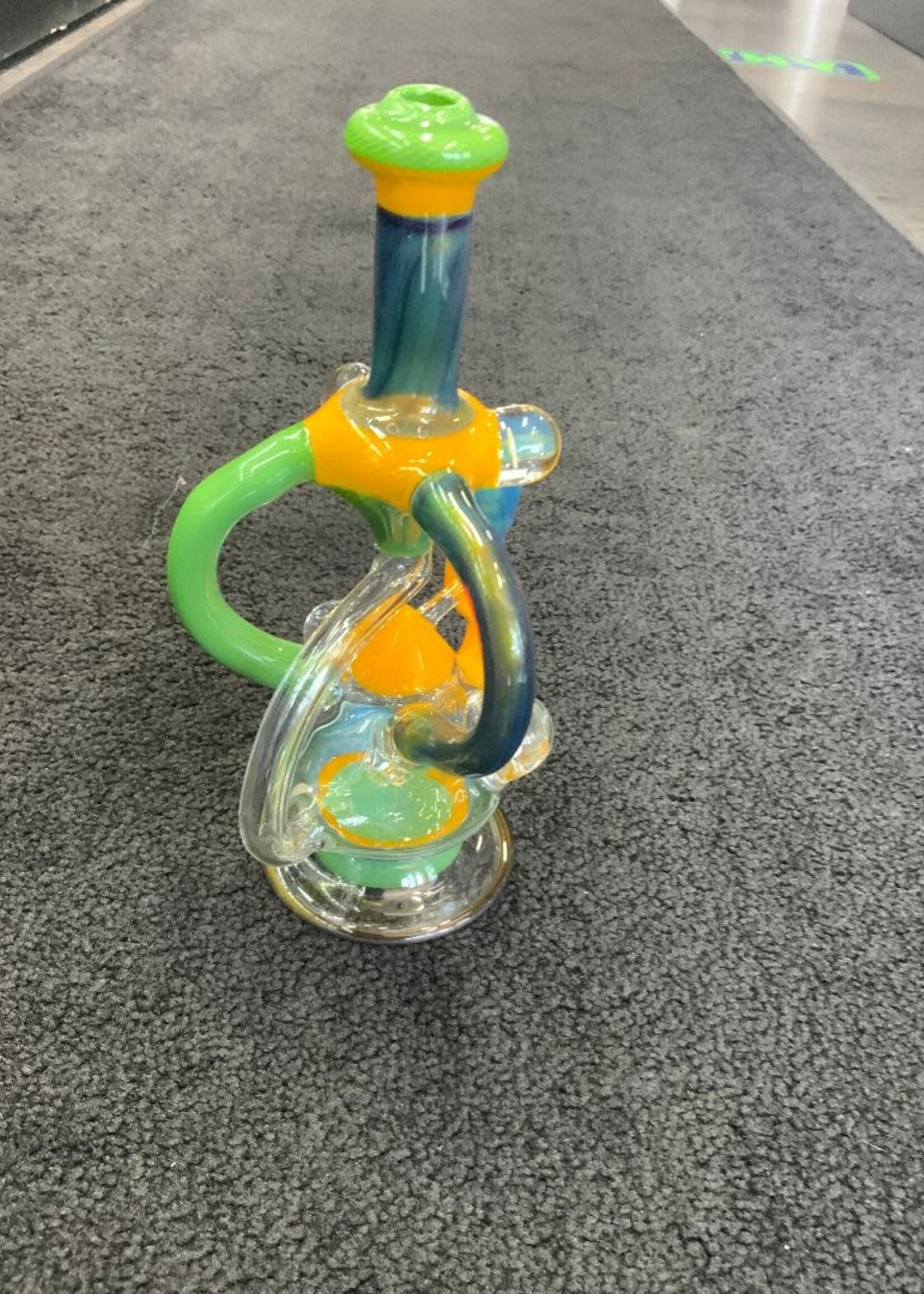 Kevin Beecher Kevin Beecher Green and Yellow Recycler with Opal Waterpipe