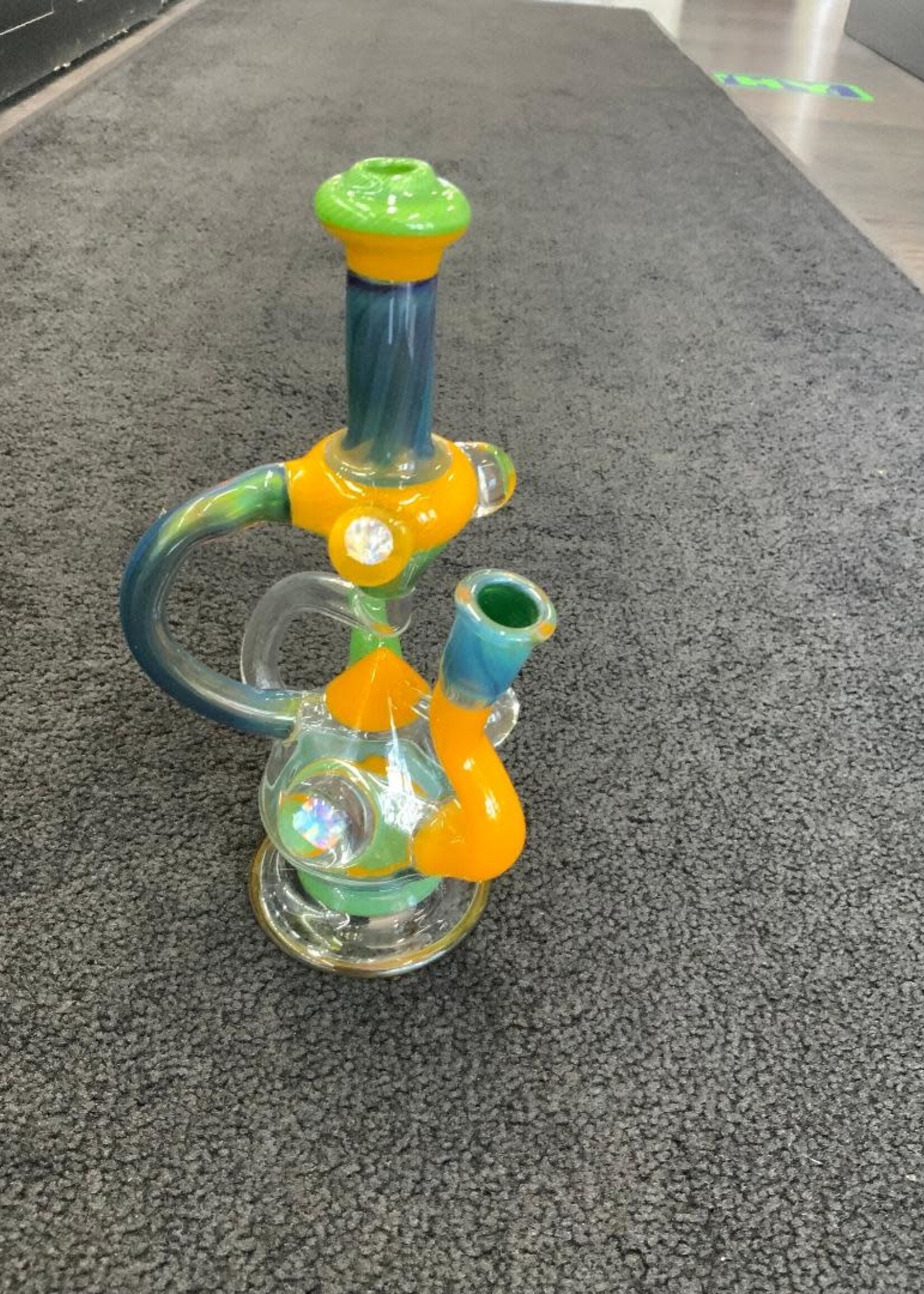 Kevin Beecher Kevin Beecher Green and Yellow Recycler with Opal Waterpipe