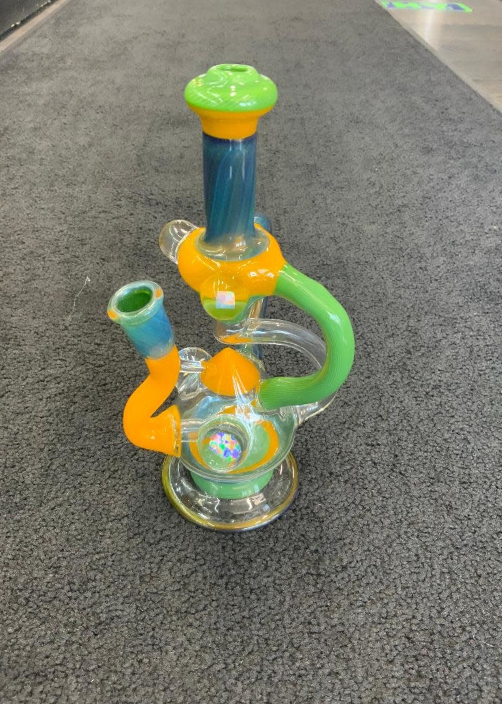 Kevin Beecher Kevin Beecher Green and Yellow Recycler with Opal Waterpipe