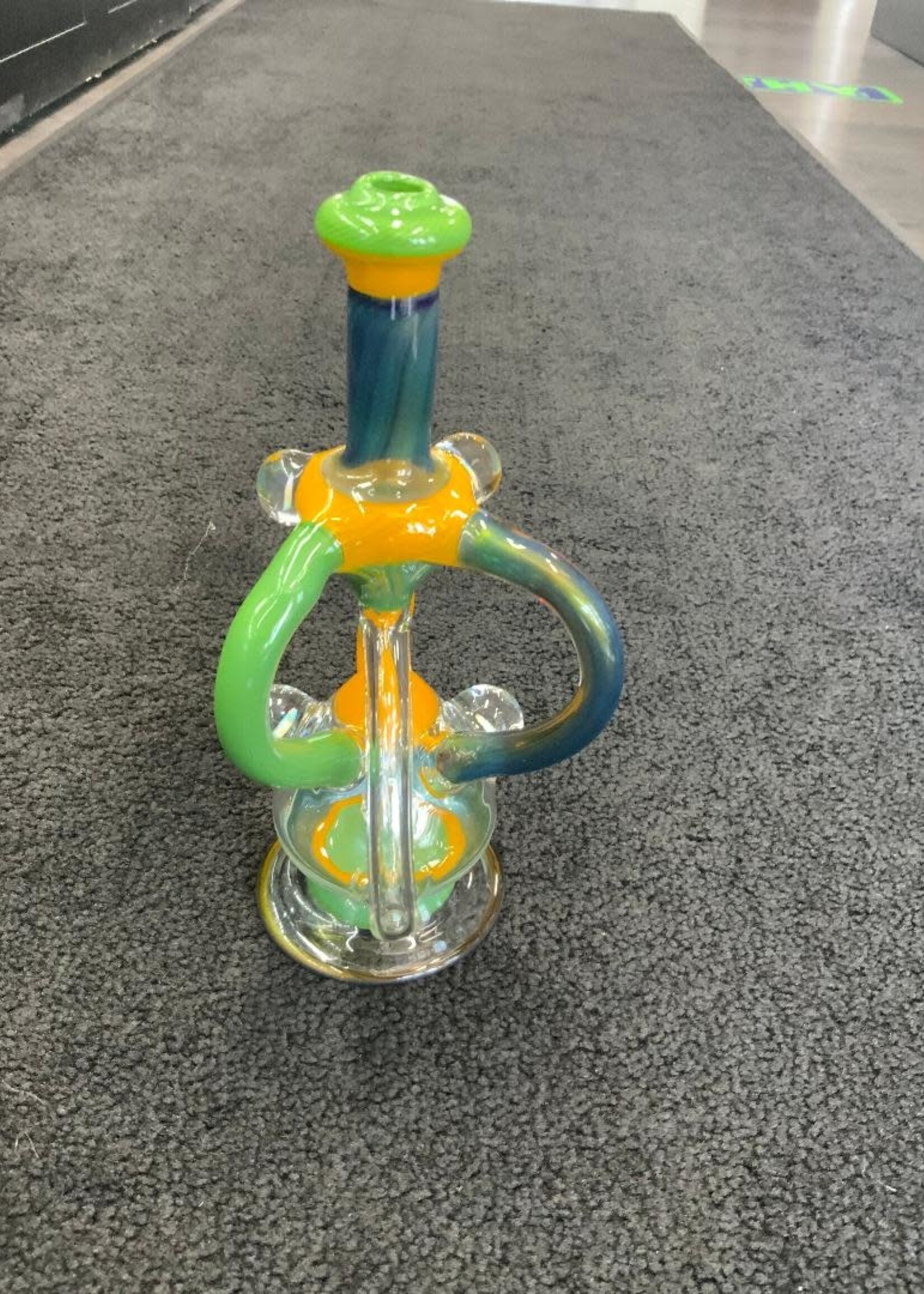 Kevin Beecher Kevin Beecher Green and Yellow Recycler with Opal Waterpipe