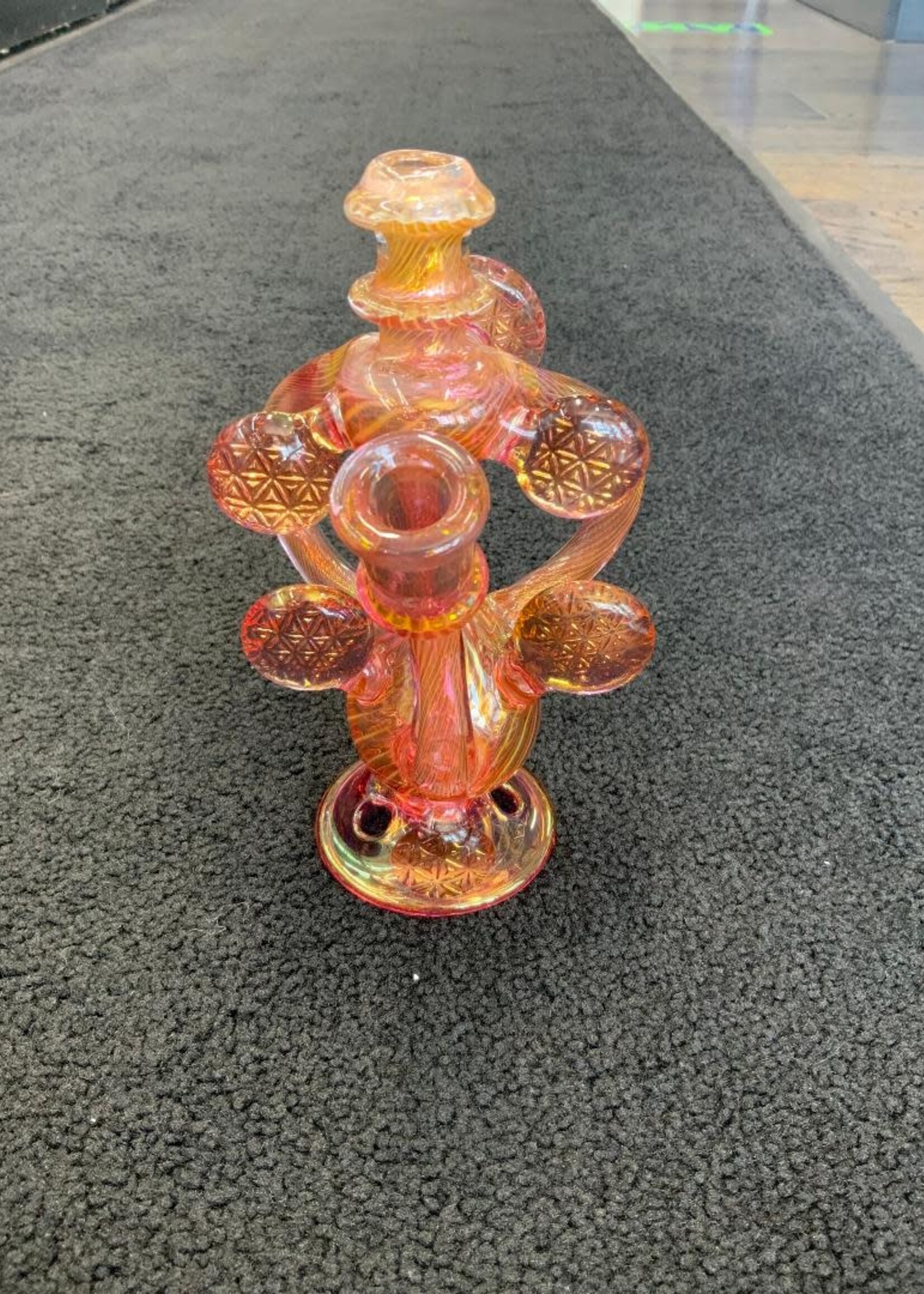 Kevin Beecher Kevin Beecher Collaboration Gold and Silver Fumed Recycler With Buttons Waterpipe
