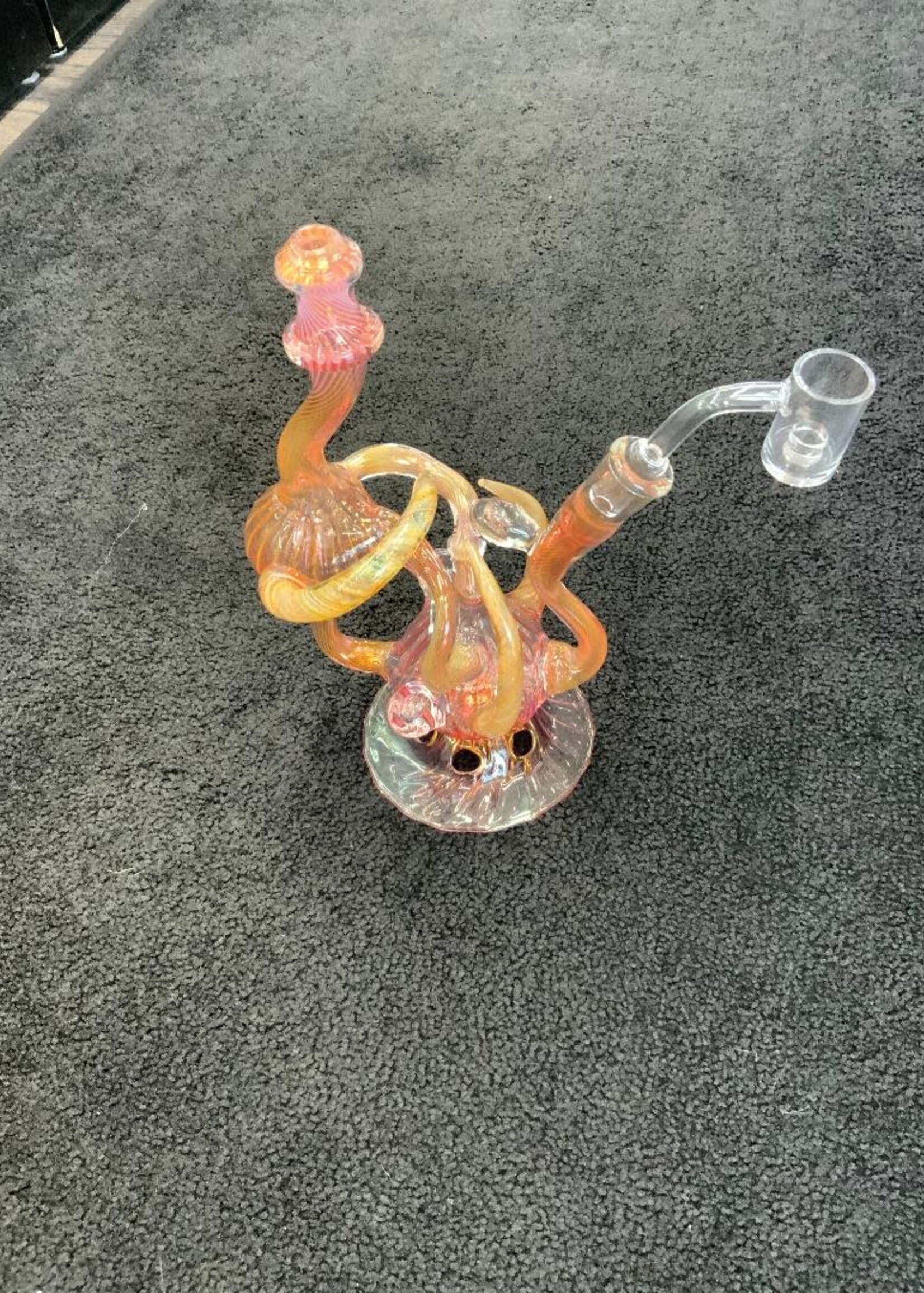 Kevin Beecher Kevin Beecher Silver Gold Fumed Horned Recycler Waterpipe