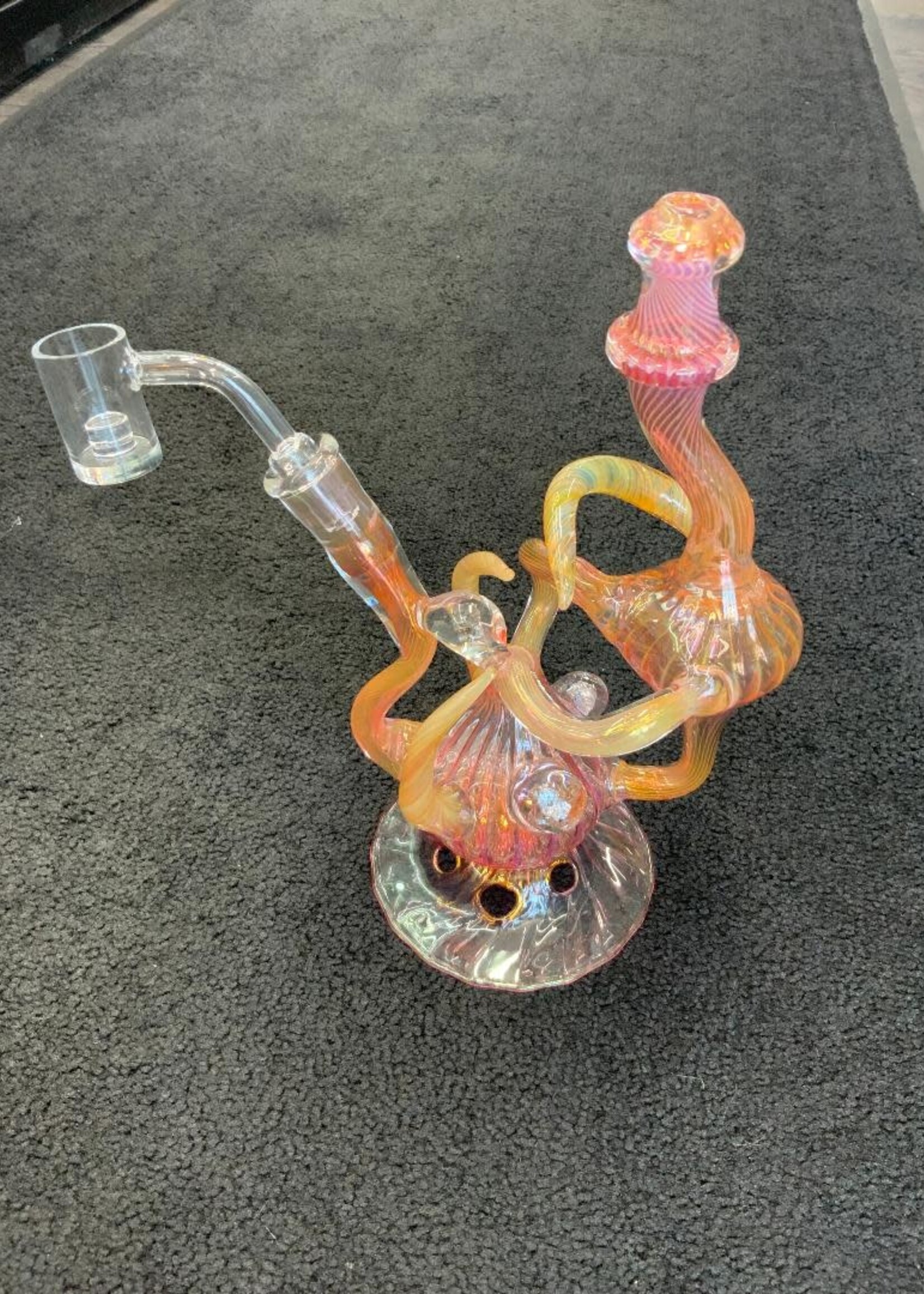 Kevin Beecher Kevin Beecher Silver Gold Fumed Horned Recycler Waterpipe