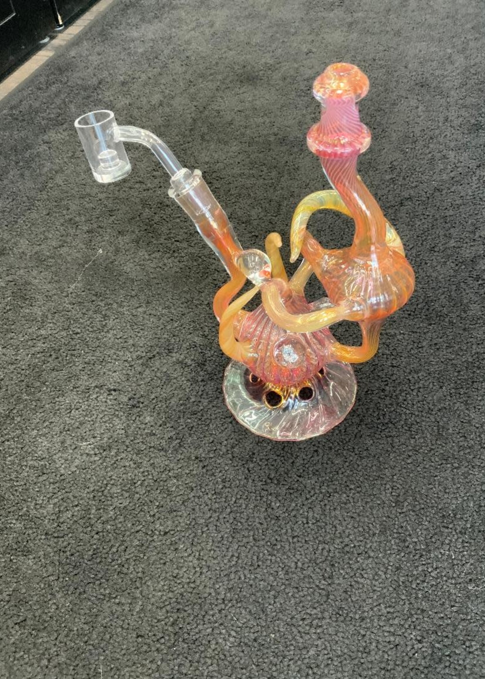 Kevin Beecher Kevin Beecher Silver Gold Fumed Horned Recycler Waterpipe