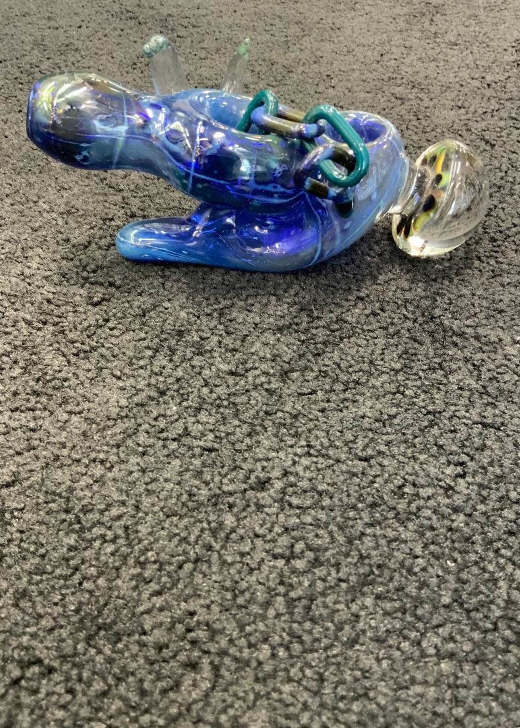 Kevin Beecher Kevin Beecher Blue Chain In Worm Whole Handpipe