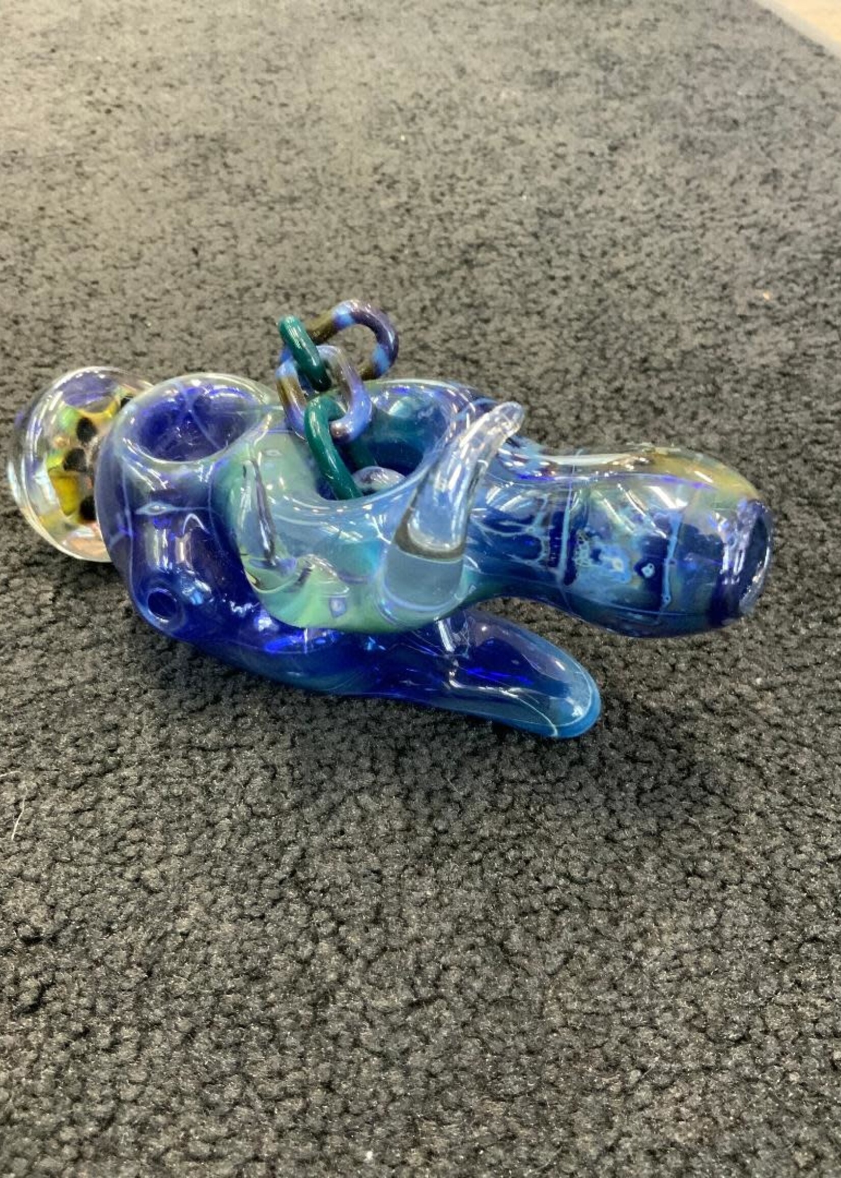 Kevin Beecher Kevin Beecher Blue Chain In Worm Whole Handpipe