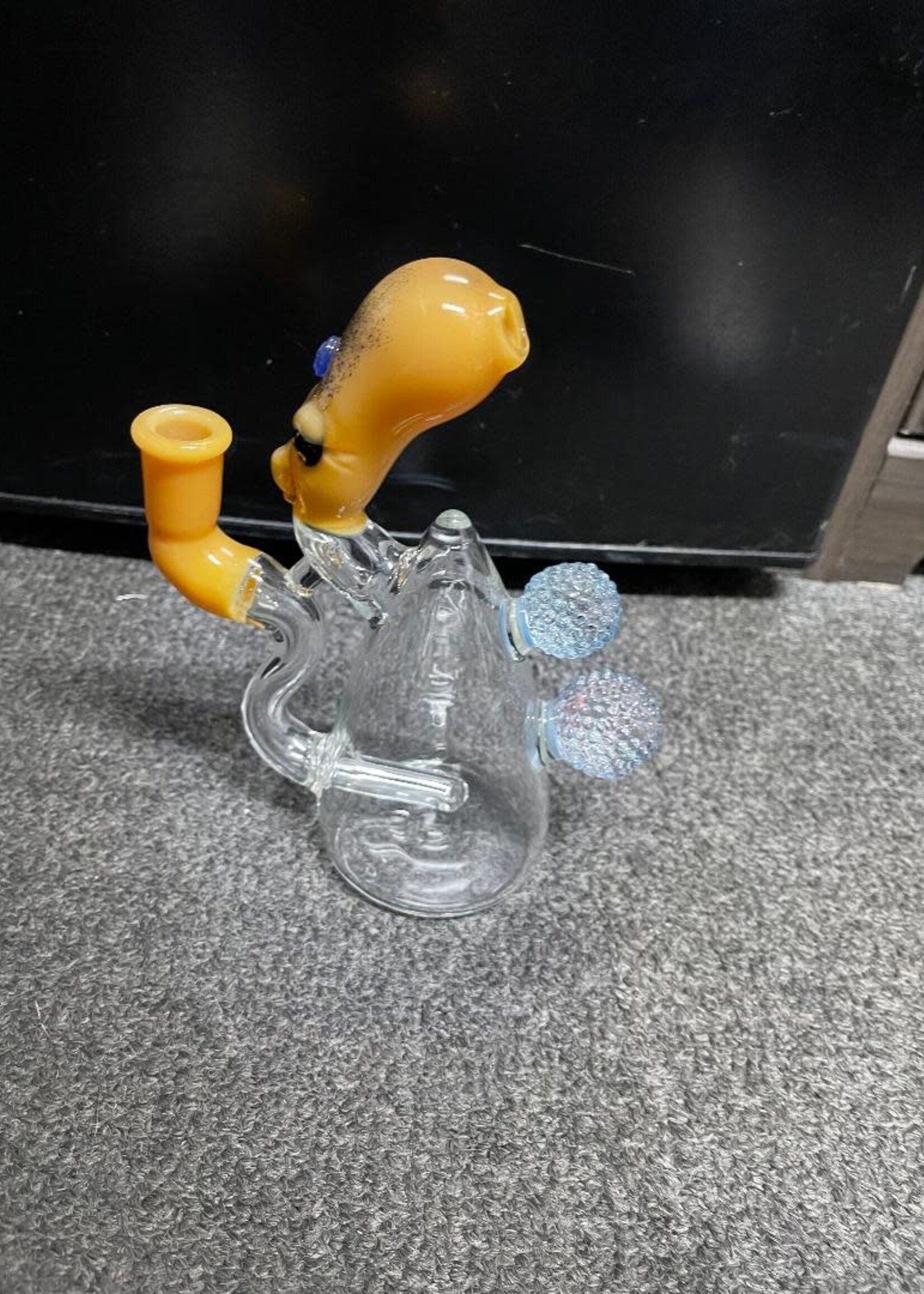 Josh Mazet Josh Mazet Glass Blue UV Alien Head Waterpipe