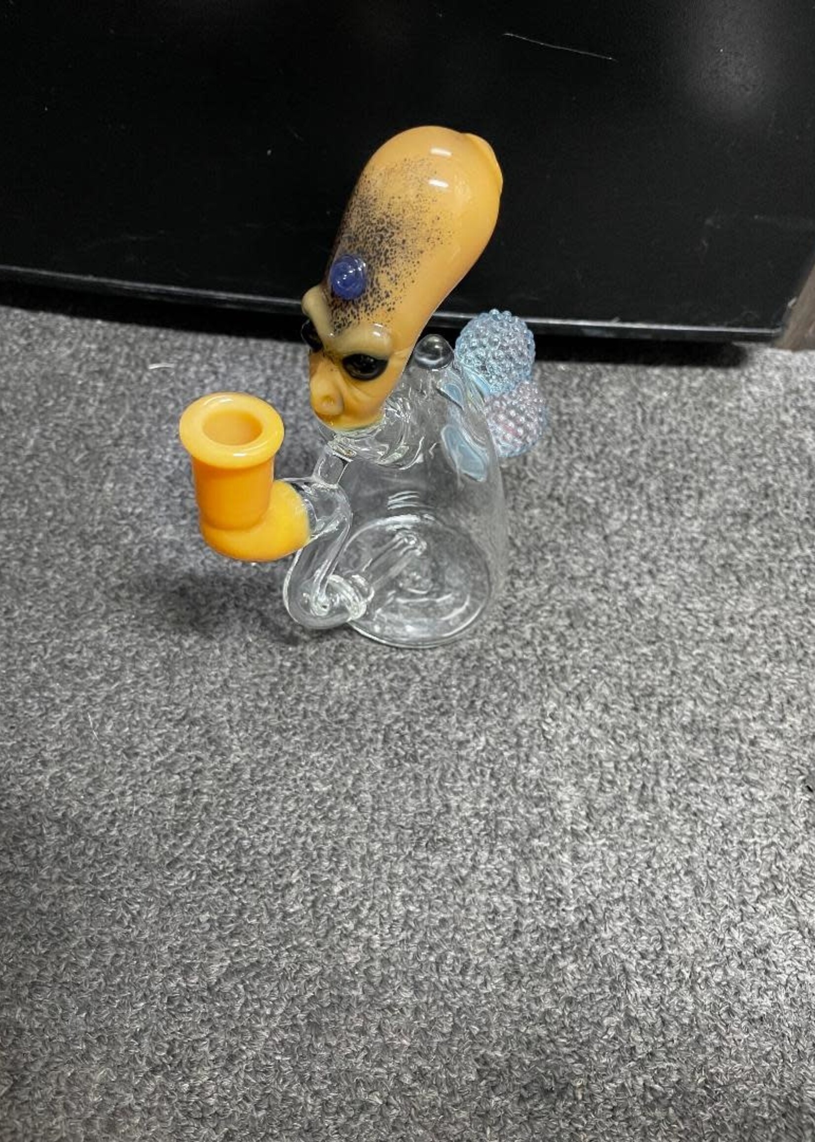 Josh Mazet Josh Mazet Glass Blue UV Alien Head Waterpipe