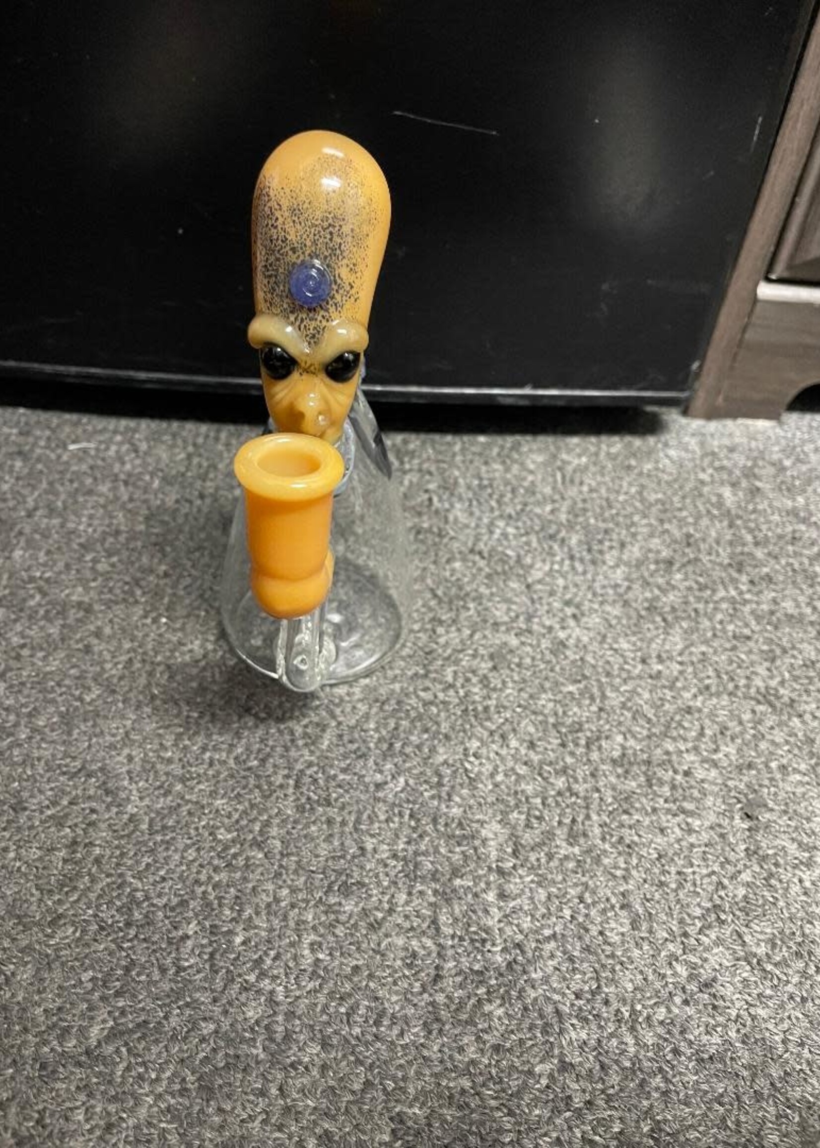 Josh Mazet Josh Mazet Glass Blue UV Alien Head Waterpipe