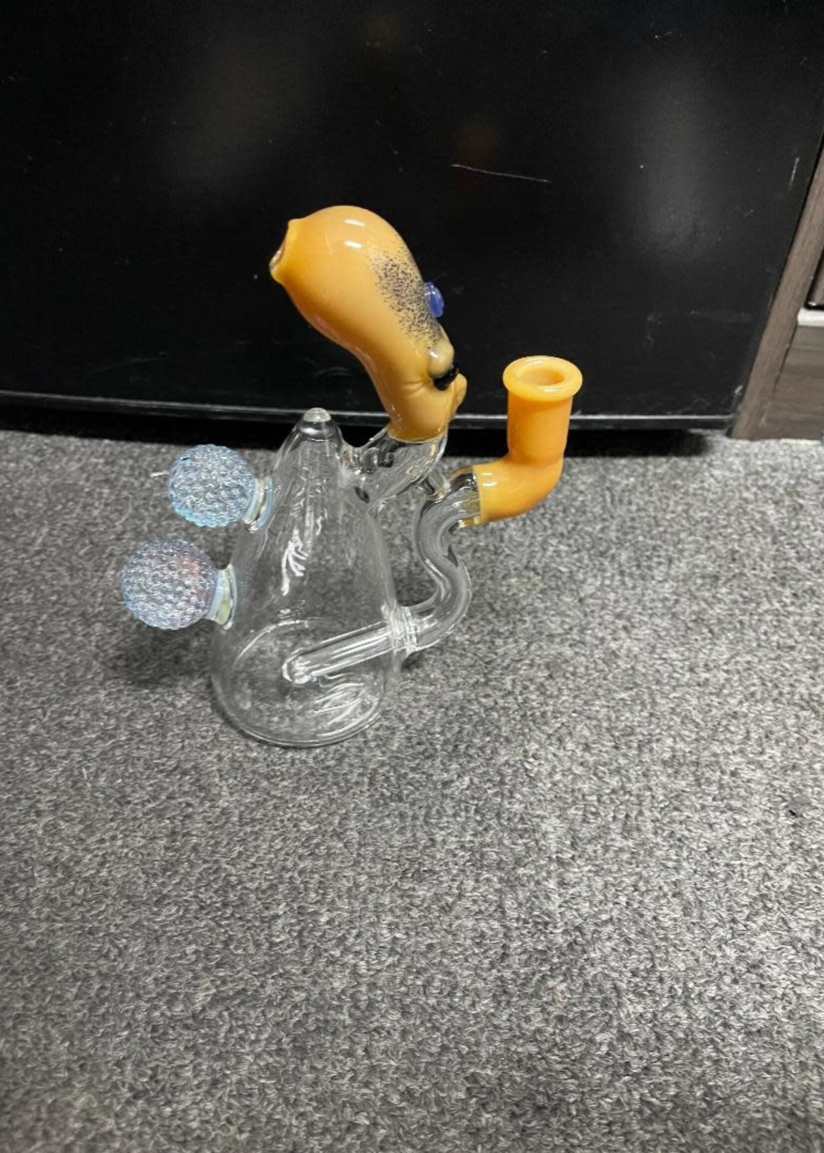 Josh Mazet Josh Mazet Glass Blue UV Alien Head Waterpipe