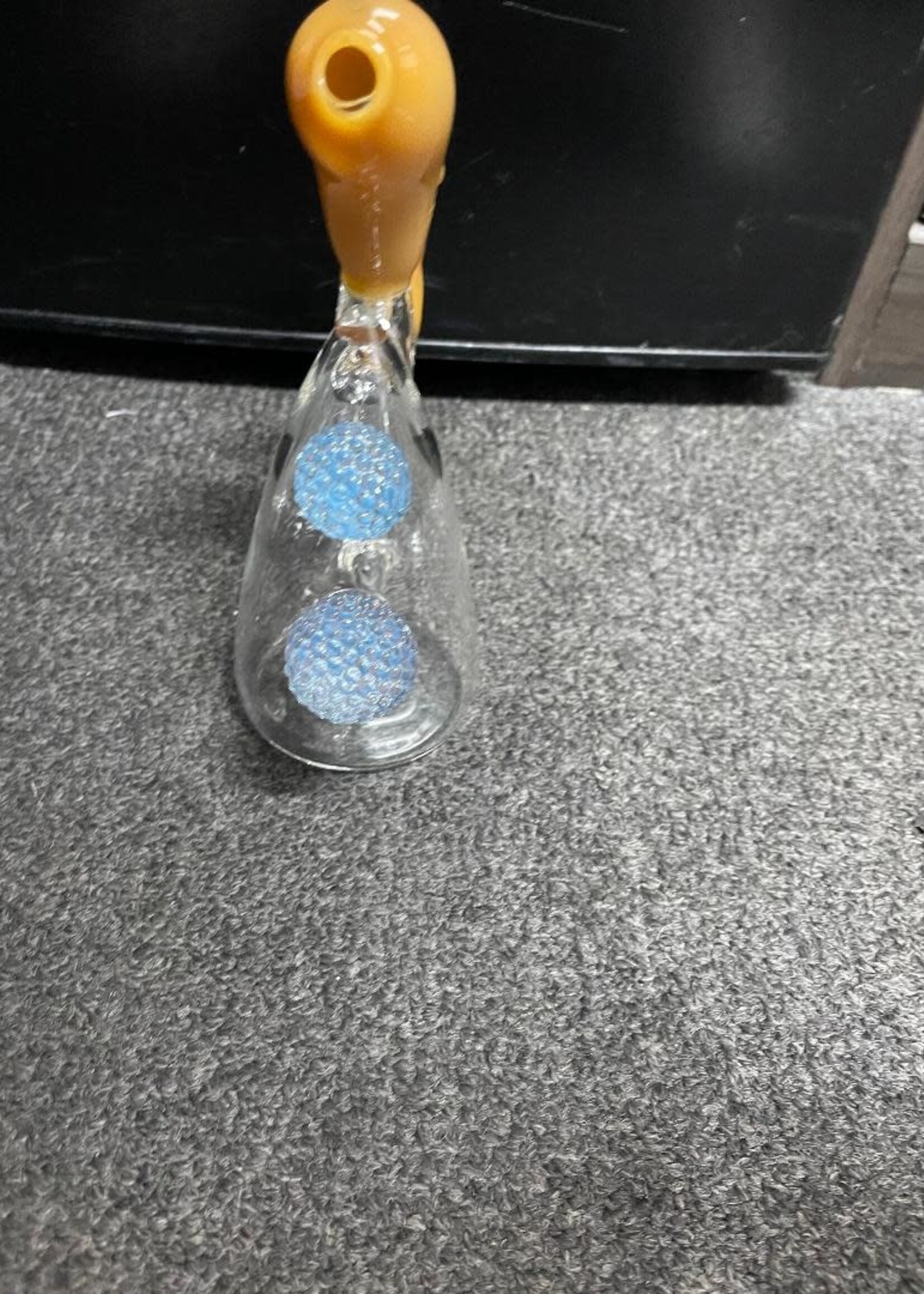 Josh Mazet Josh Mazet Glass Blue UV Alien Head Waterpipe