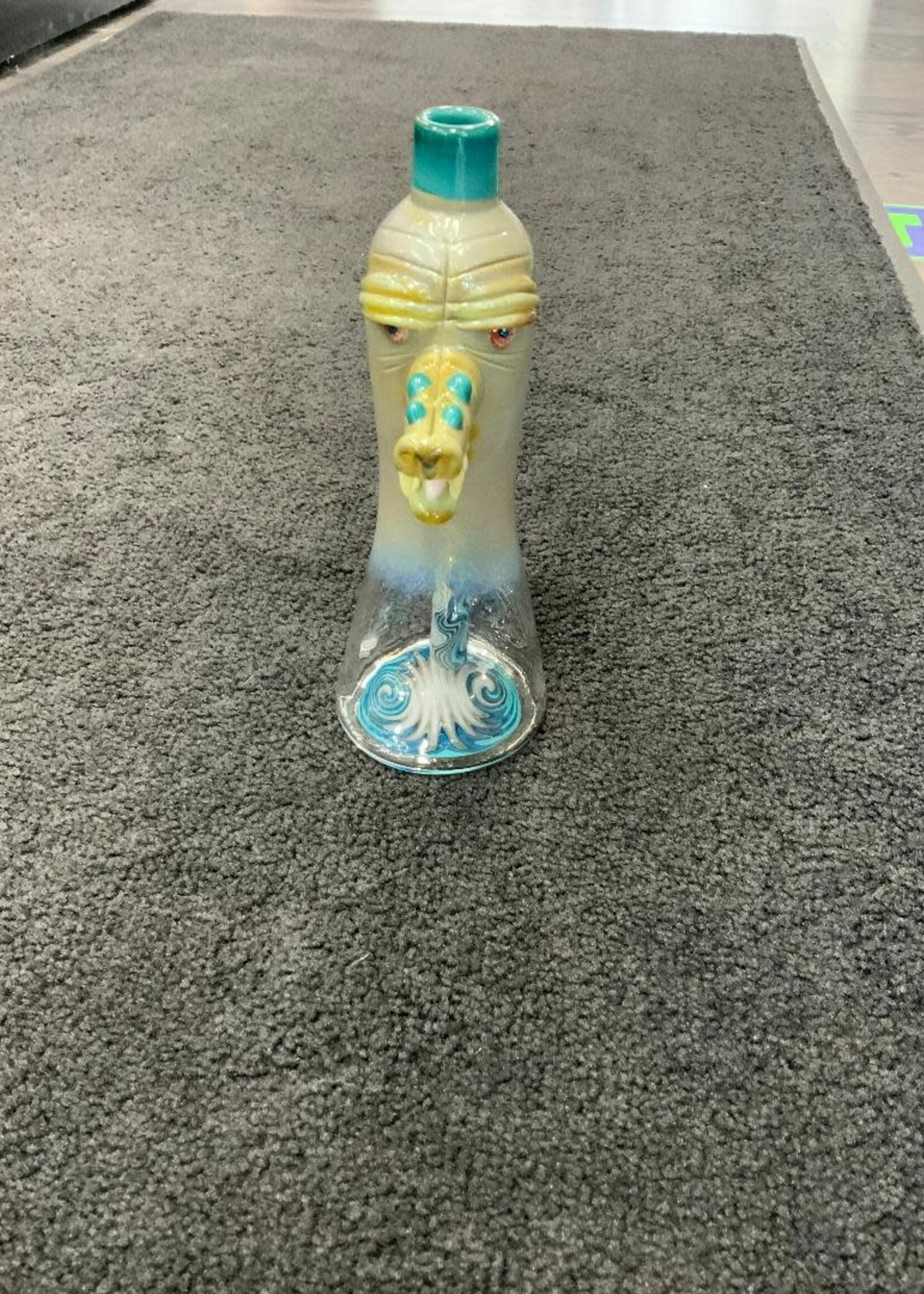 Aaron U Glass Aaron U Glass Large Teal Worked Gator Waterpipe