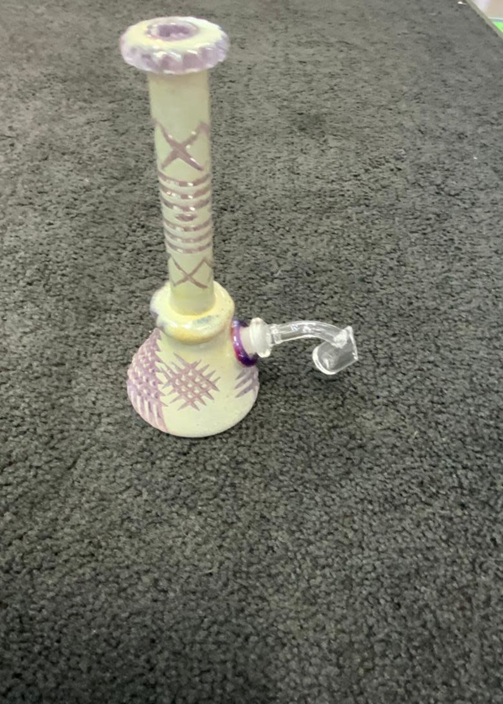 Griffin Glass Griffin Glass Small Purple Cold Work W/Pendent Waterpipe
