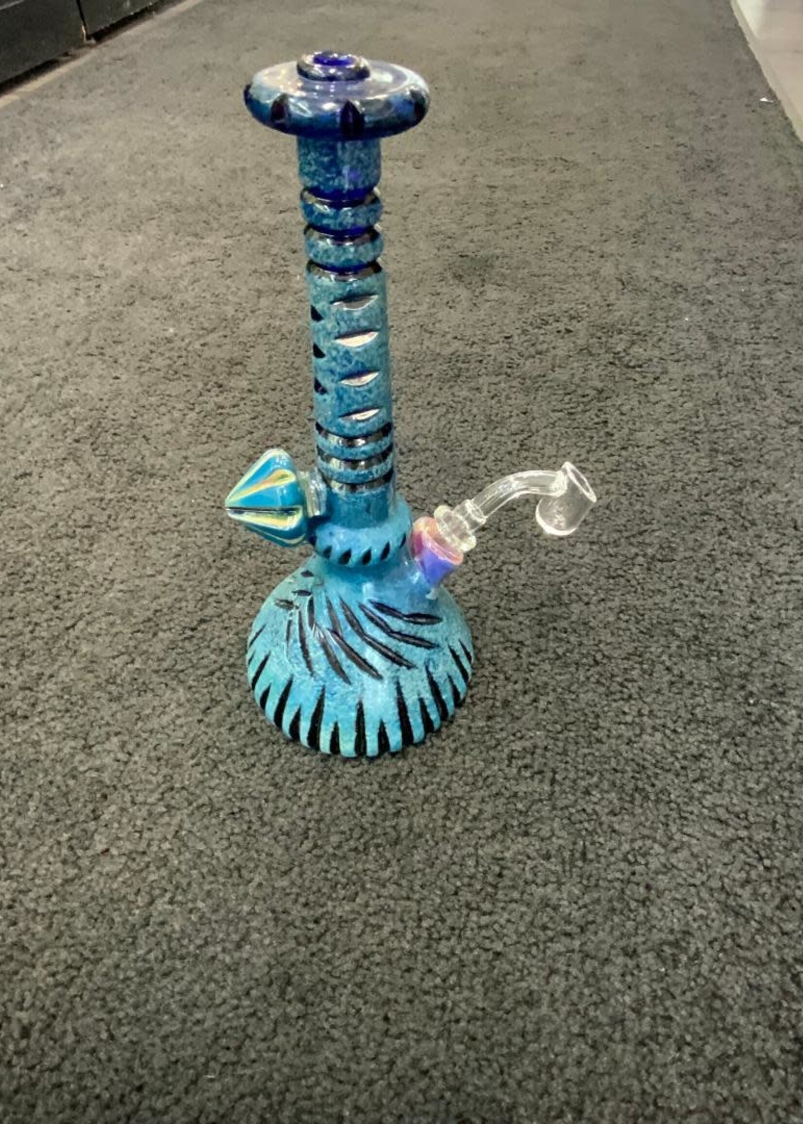 Griffin Glass Griffin Glass Heavy Cold Worked Blue Waterpipe