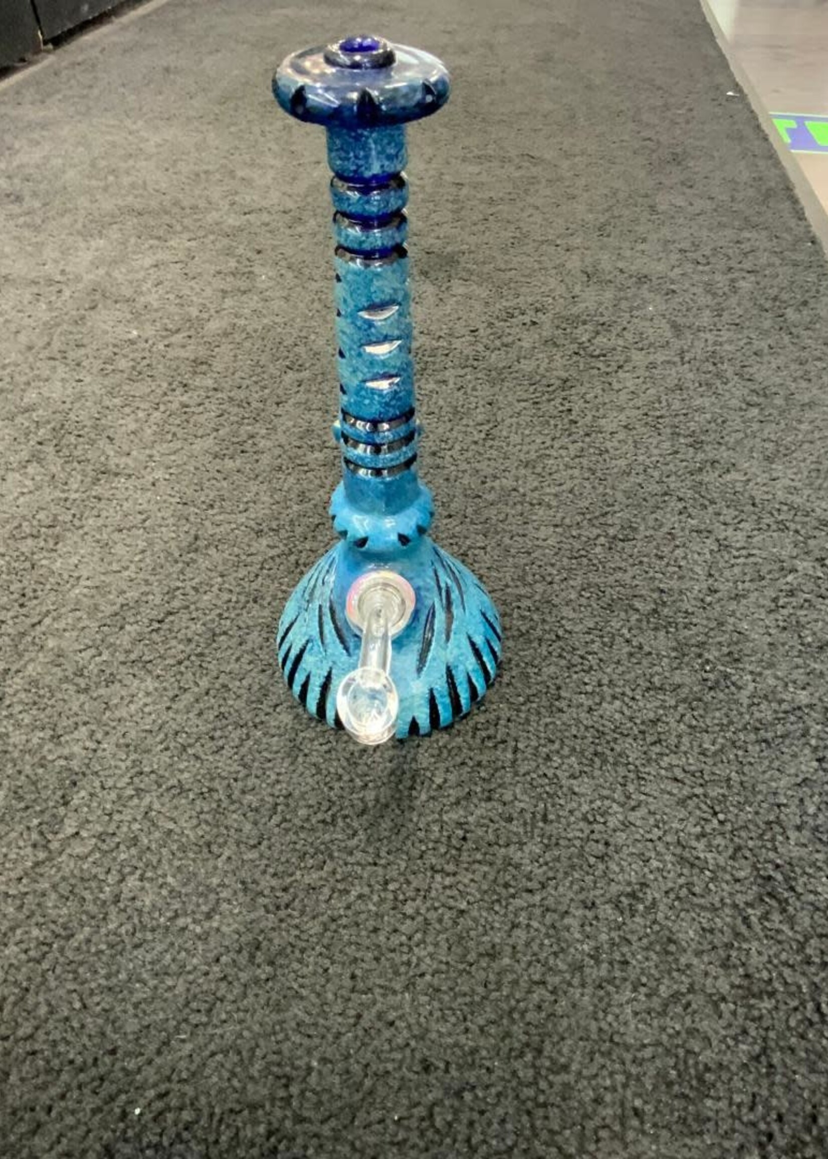 Griffin Glass Griffin Glass Heavy Cold Worked Blue Waterpipe