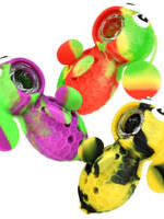 Silicone Bee Pipe w/ Covered Glass Bowl | 4" | Colors Vary