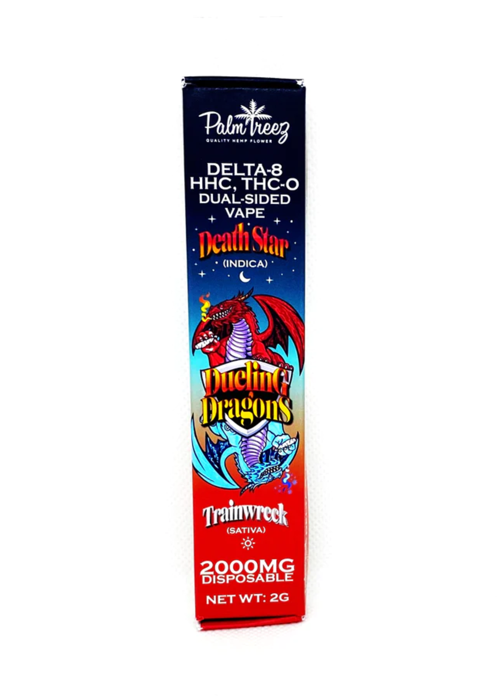 Palm Treez Palm Treez - Dueling Dragons Double-Sided 2000mg Disposable - Delta-8 + HHC + THC-O Death Star- Indica/Trainwreck-Sativa