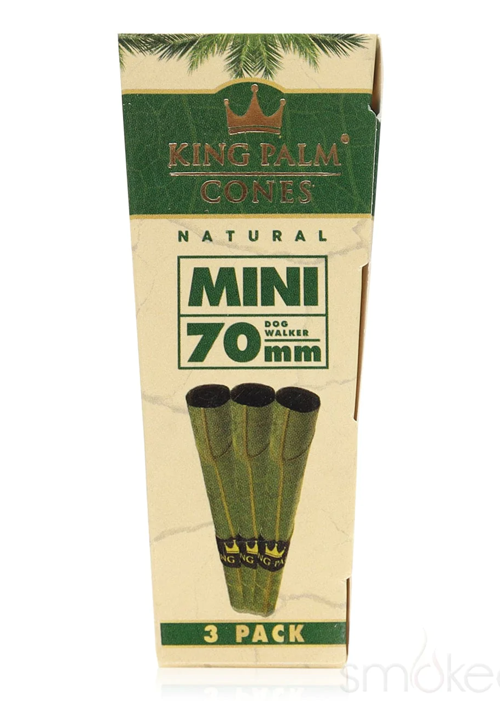 King Palm King Palm Natural 3pk Pre-Rolled Palm Cones - Mini Size 70mm Dog Walker