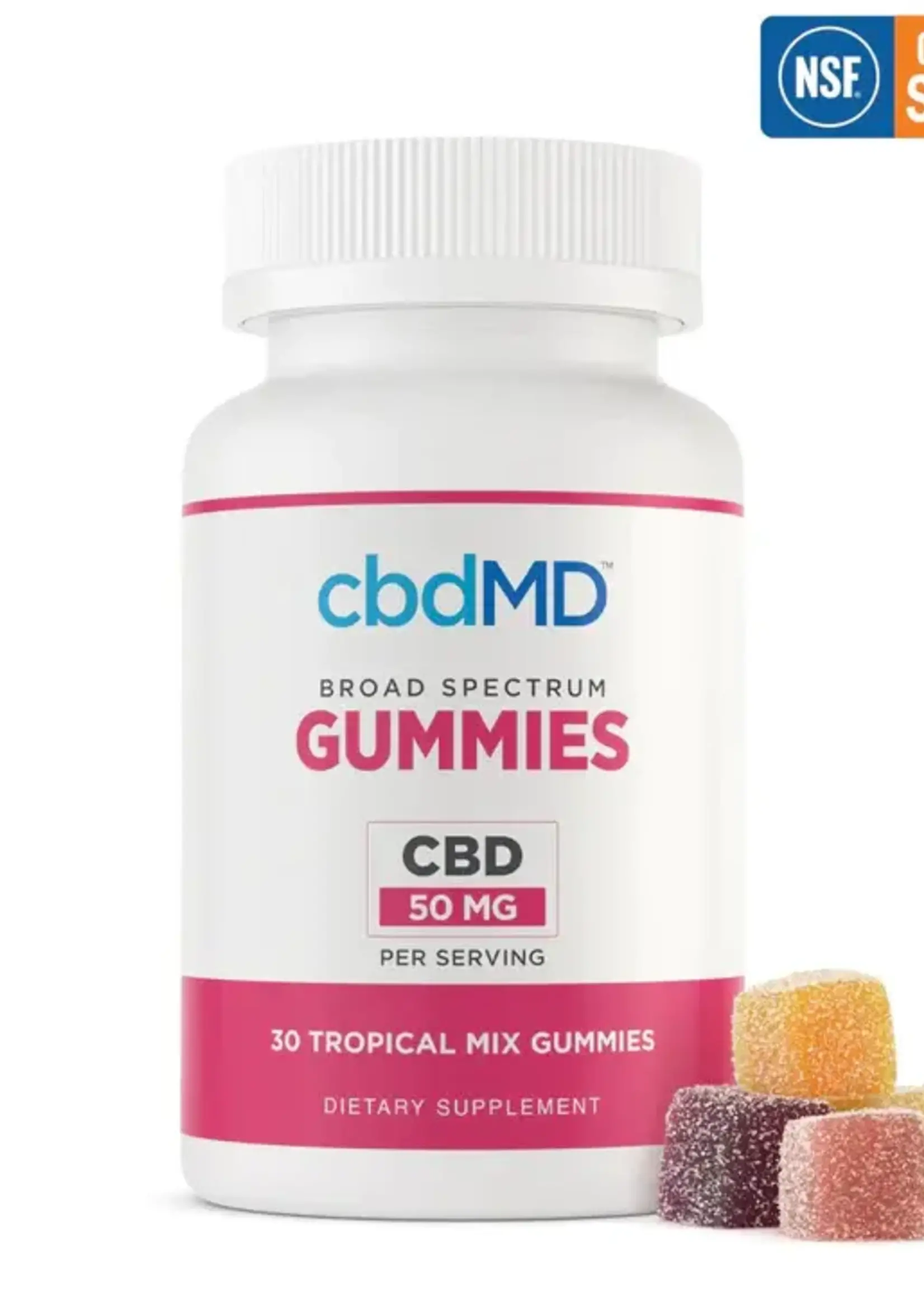 CBDMD CBDMD BROAD SPECTRUM - TROPICAL MIX - 30 COUNT - 50 MG EACH GUMMIES