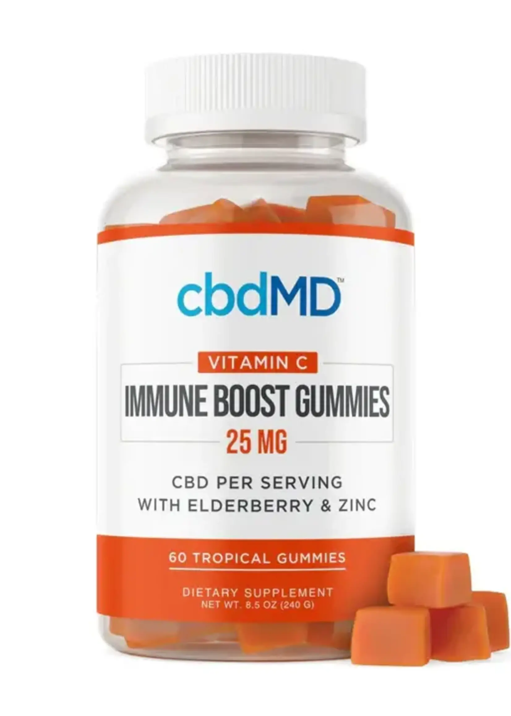 CBDMD CBDMD IMMUNITY GUMMIES BROAD SPECTRUM - ORANGE - 25MG  EACH- 60 CT