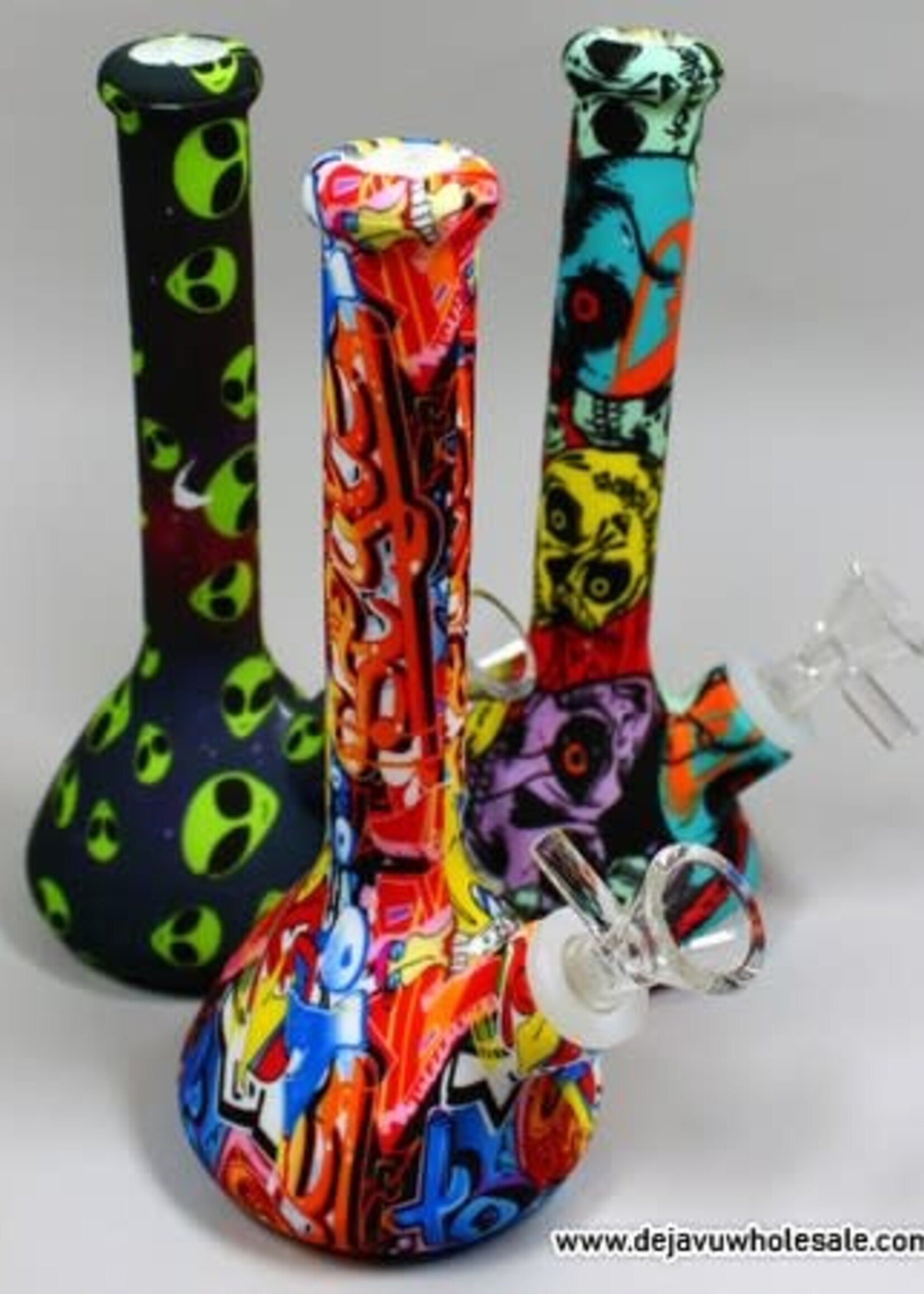 7.5'' Beaker Base Silicone Printed Water Pipe With Bowl