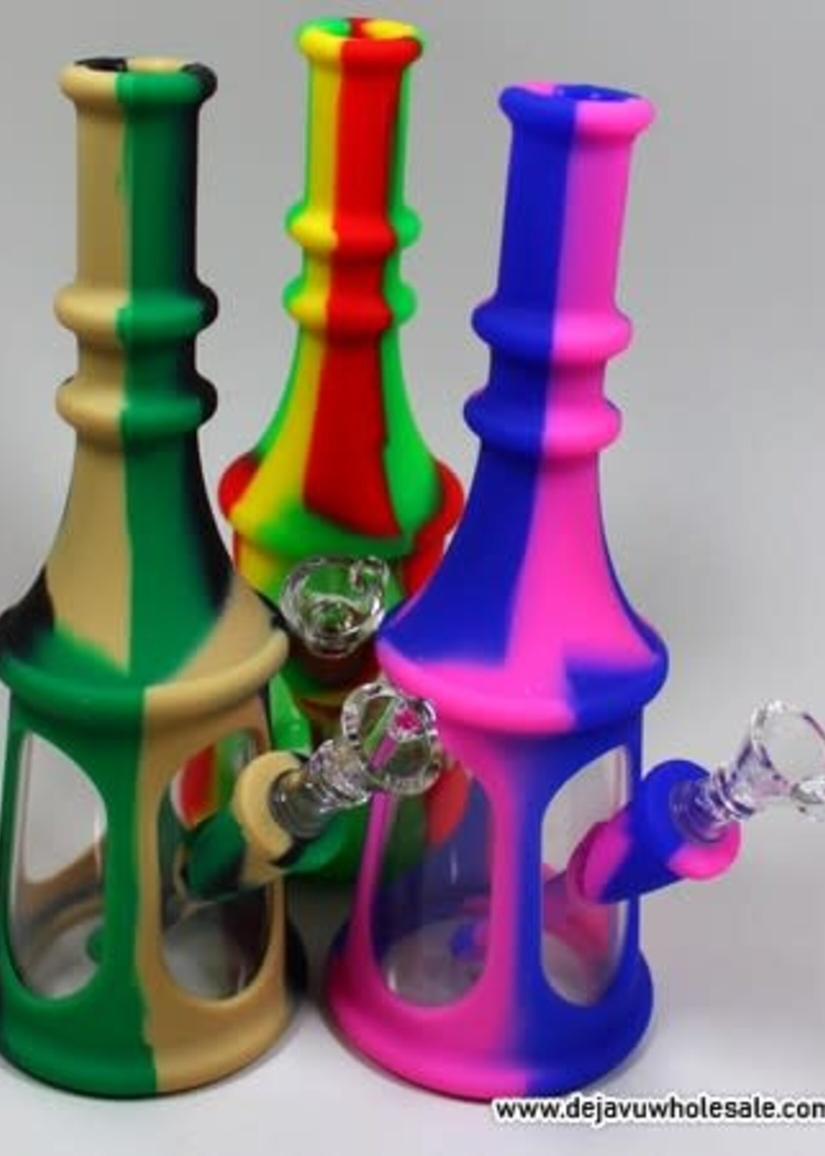 8.5'' Silicone With Glass Window Water Pipe 14mm Bowl