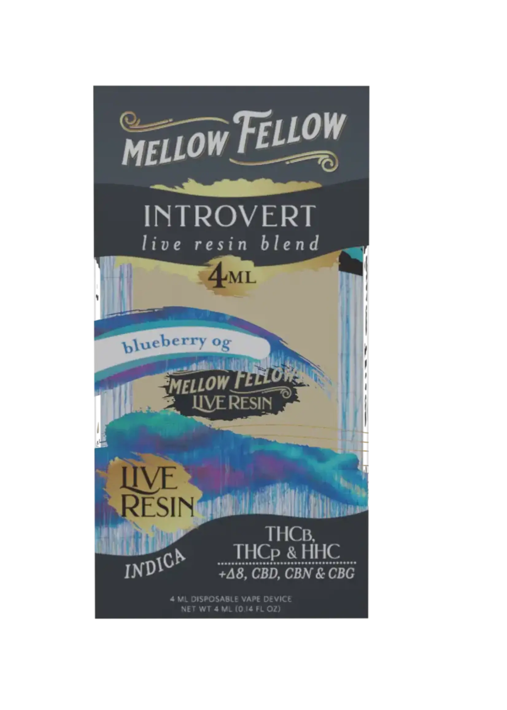 Mellow Fellow Mellow Fellow Live Resin Introvert Blend 4ml Disposable Vape Blueberry OG Indica