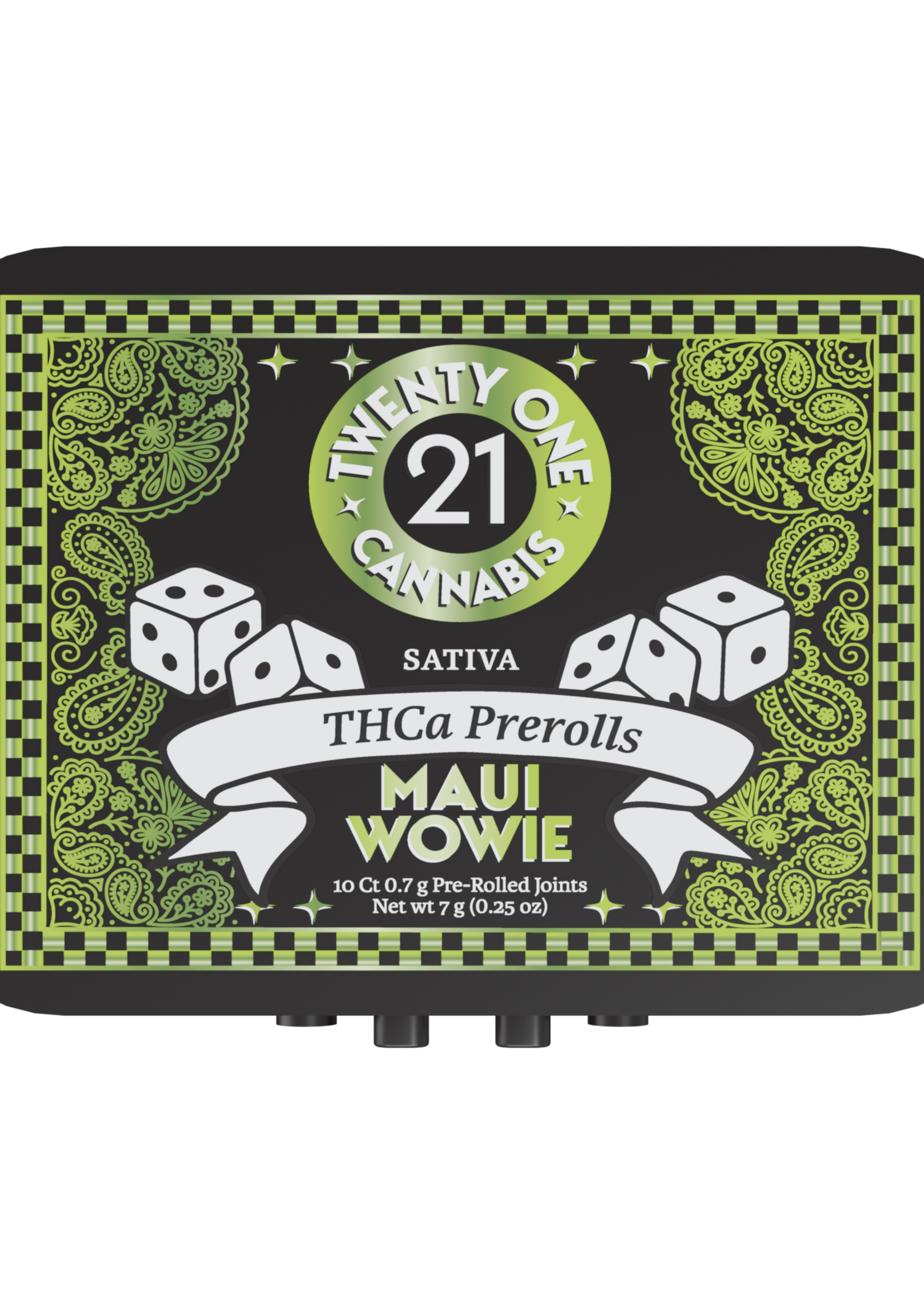 Twenty One Twenty One Pre Rolls 7g THCa Mauie Wowie 10 Ct Tin Sativa