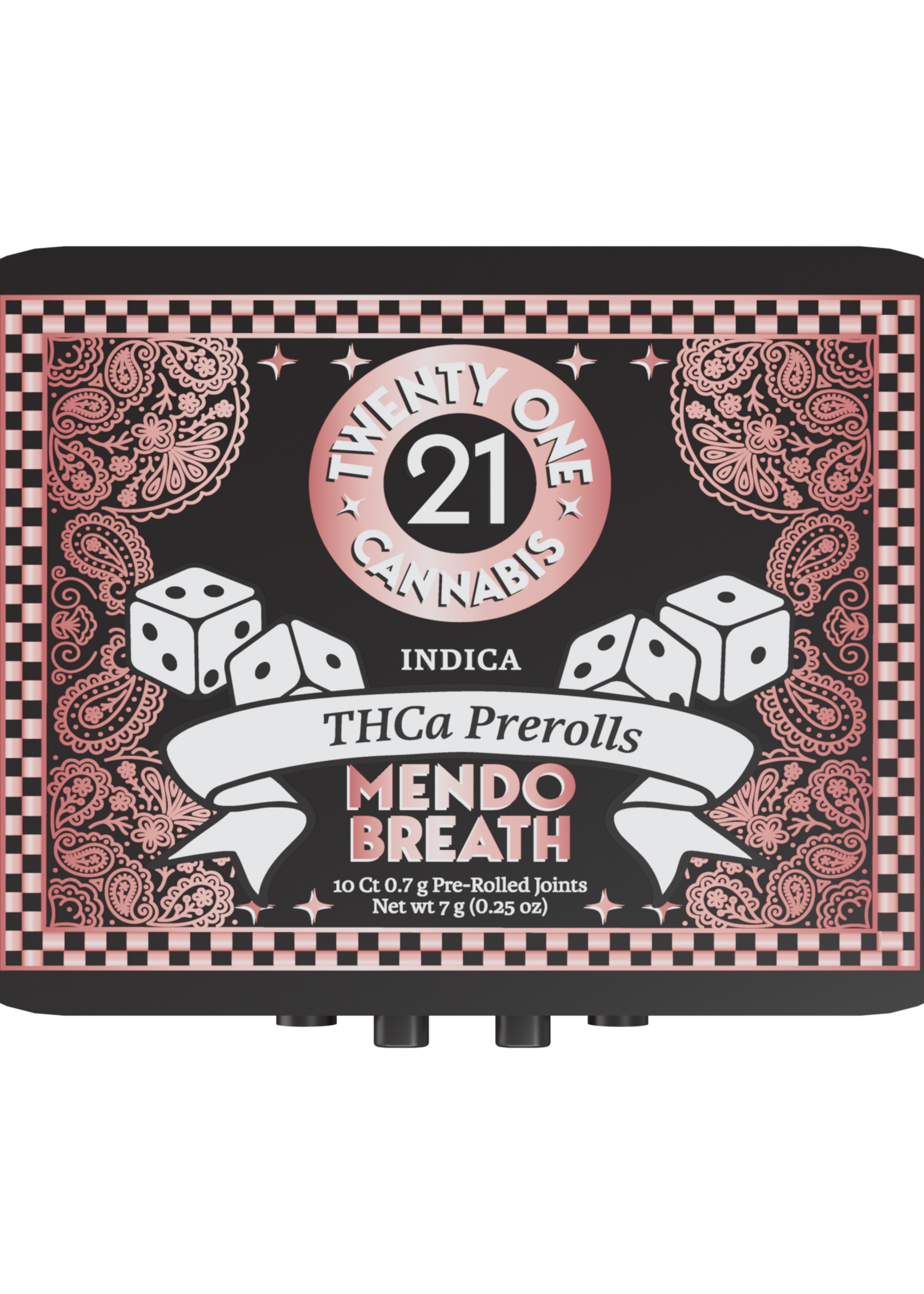 Twenty One Twenty One Pre Rolls 7g THCa Mendo Breath 10 Ct Tin Indica