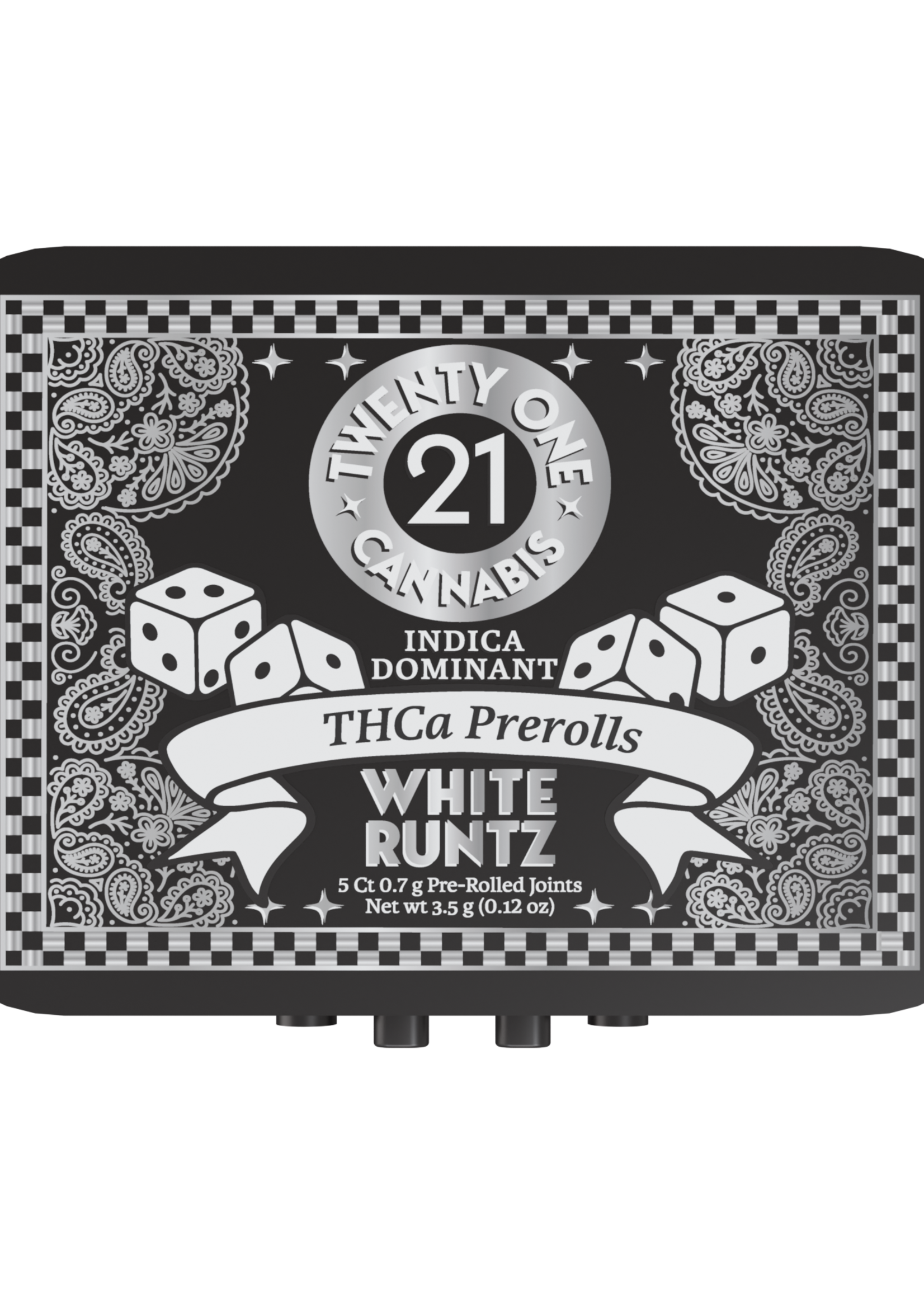 Twenty One Twenty One Pre Rolls 3.5g THCa White Runtz 5 Ct Tin (Indica Dom)