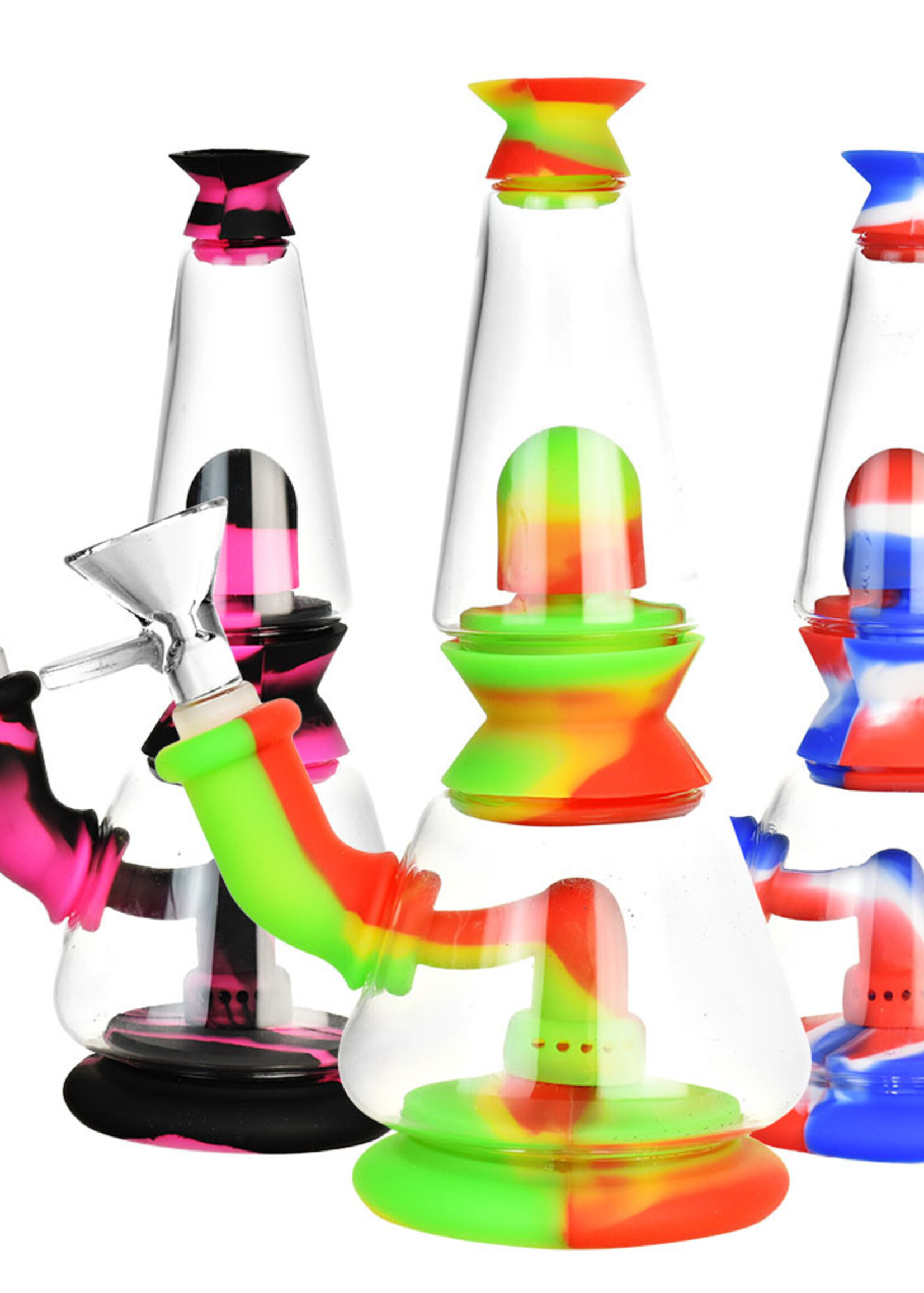 Silicone/Glass Dual Chamber Water Pipe 7.25"
