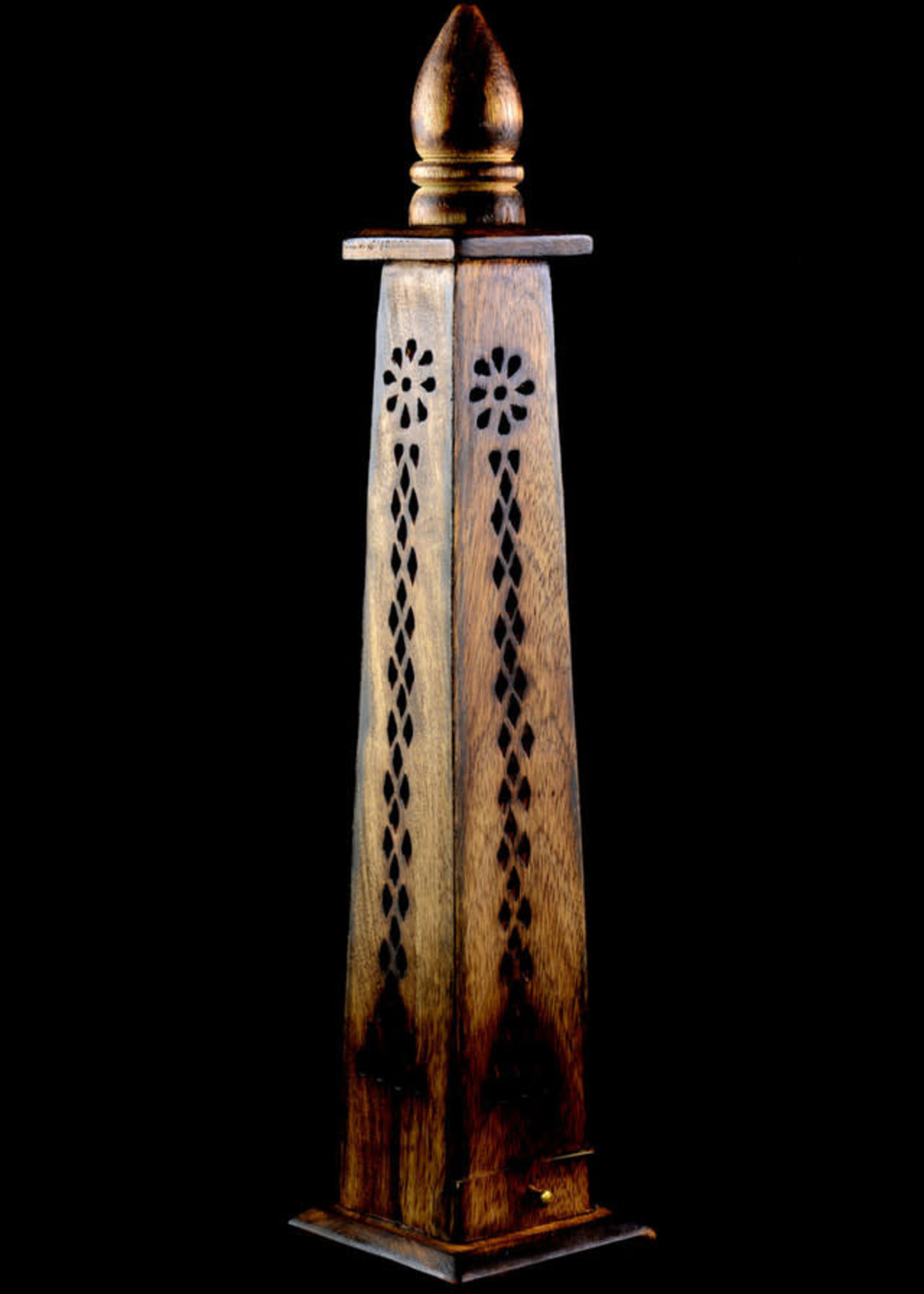 Wood Tower Incense Holder