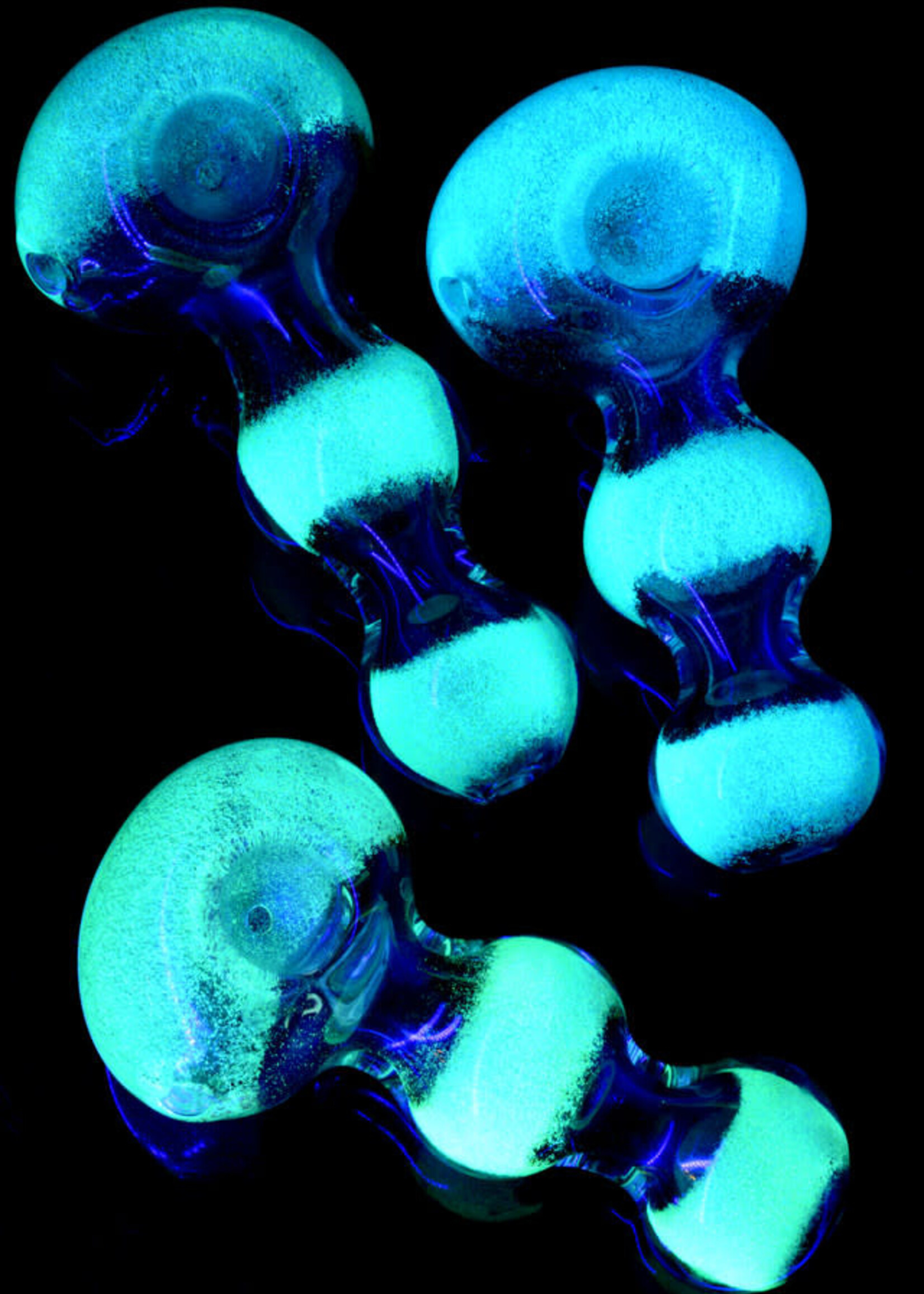 Thick Glow in the Dark Gold Fumed Frit Glass Pipe