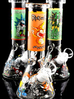 Small Glass on Glass R&M Glow in the Dark Beaker Water Pipe
