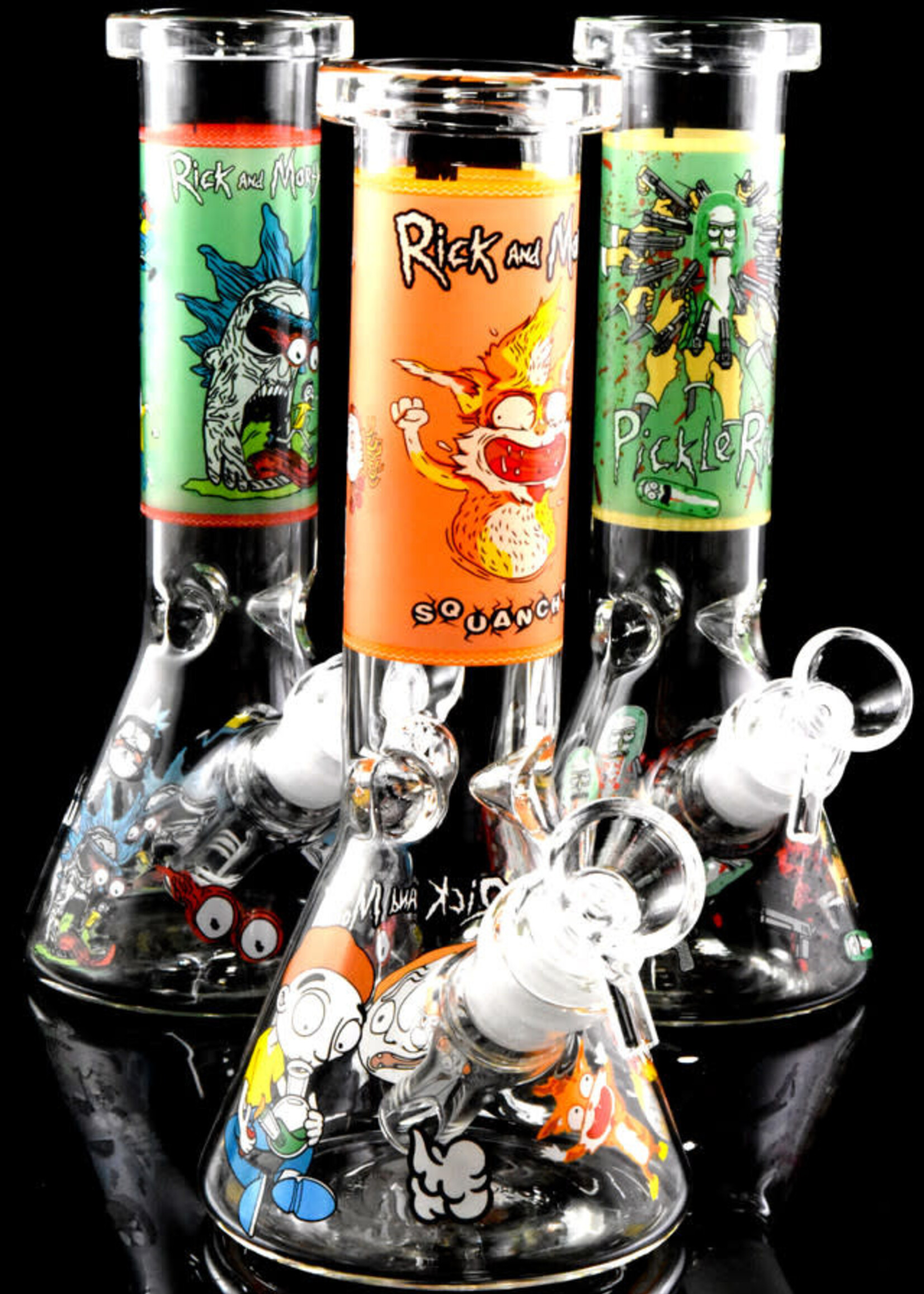 Medium Glow In The Dark R&M Glass On Glass Beaker Water Pipe