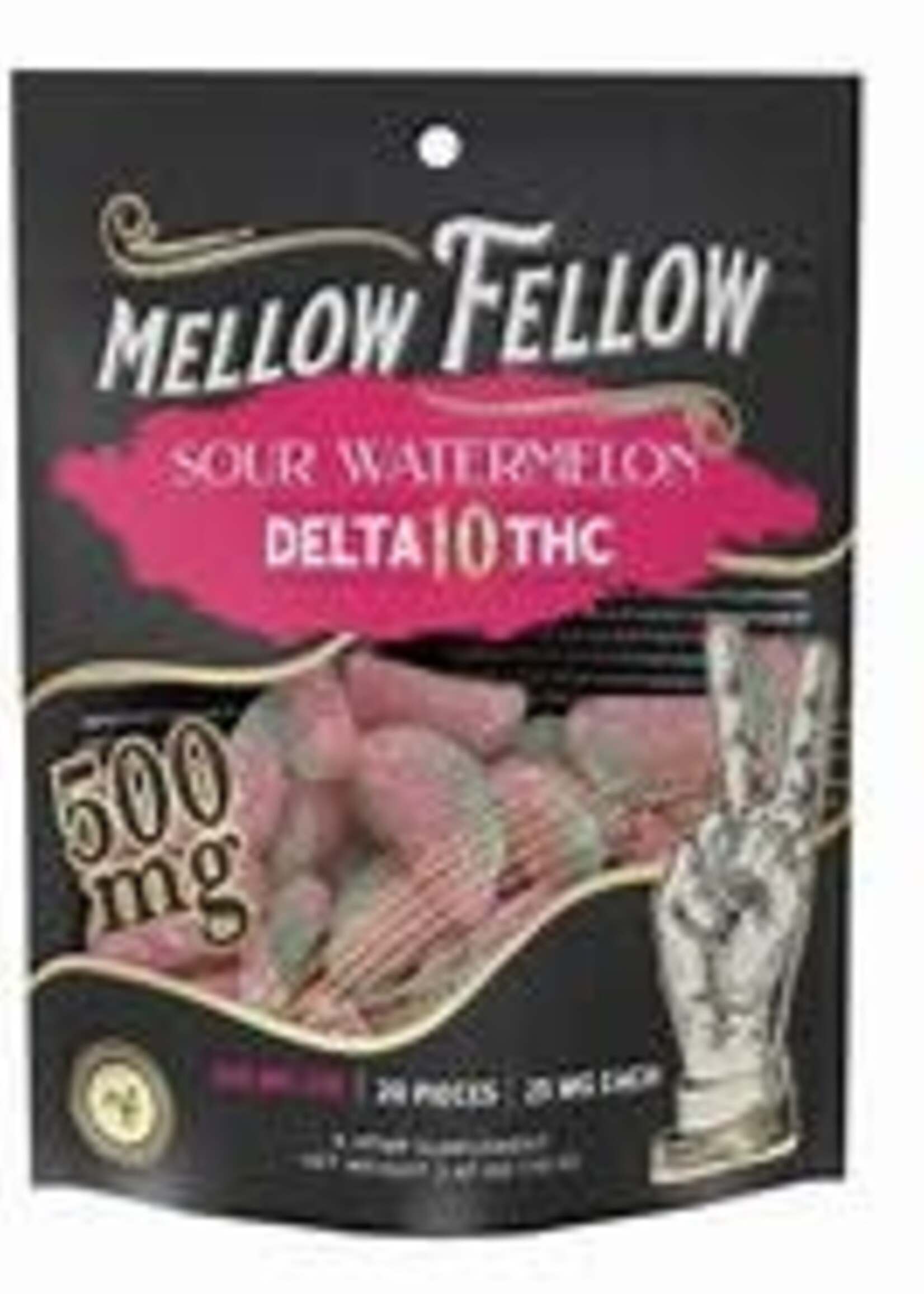 Mellow Fellow Mellow Fellow Gummies 500mg Delta 10 Sour Watermelon 20 Ct