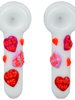 Valentine's Hearts Glow In The Dark Glass Spoon Pipe 5"