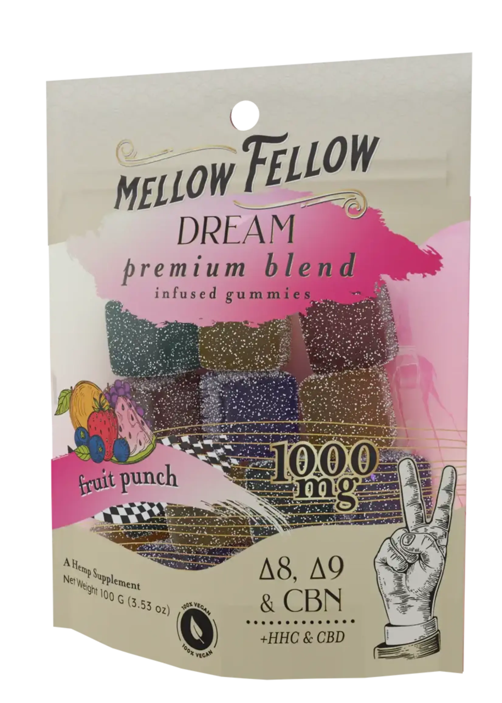 Mellow Fellow Mellow Fellow M-Fusions Bag 1000mg Dream Blend Fruit Punch 20 Cnt