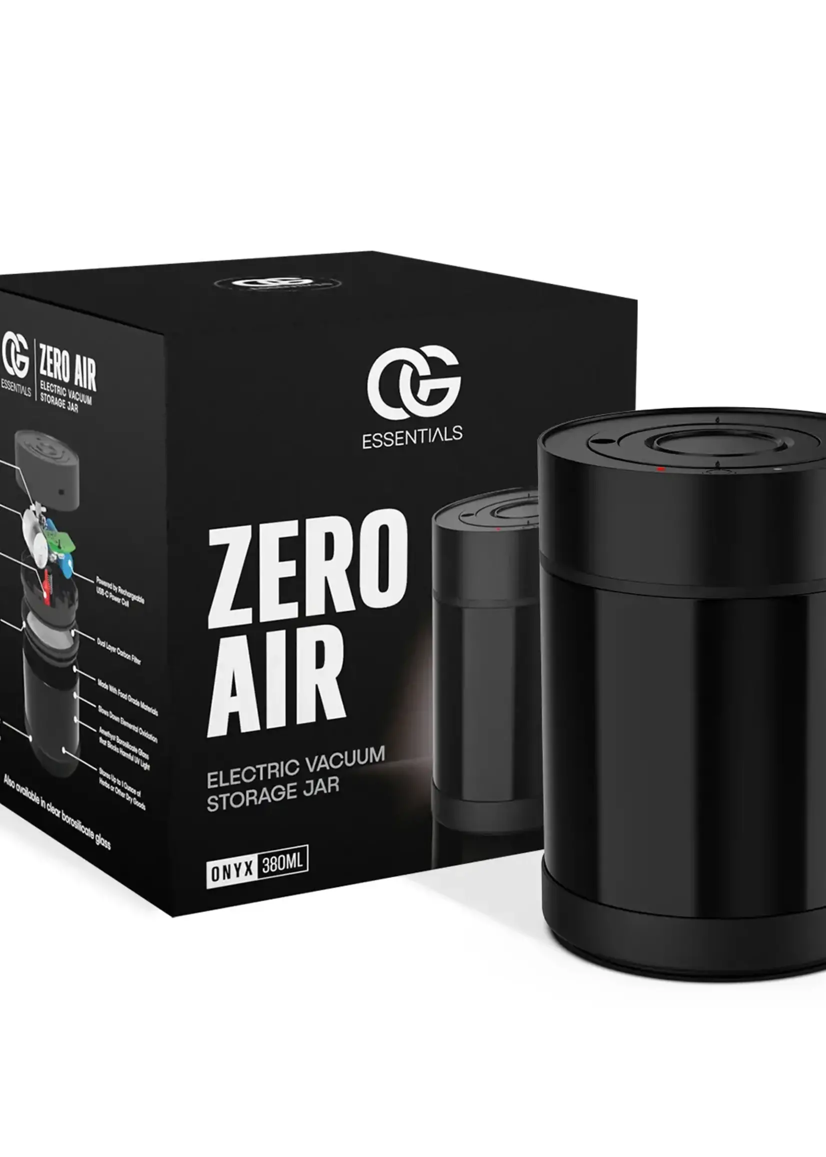 OG Essentials OG Essentials Zero Air Electric Vacuum Storage Jar Onyx