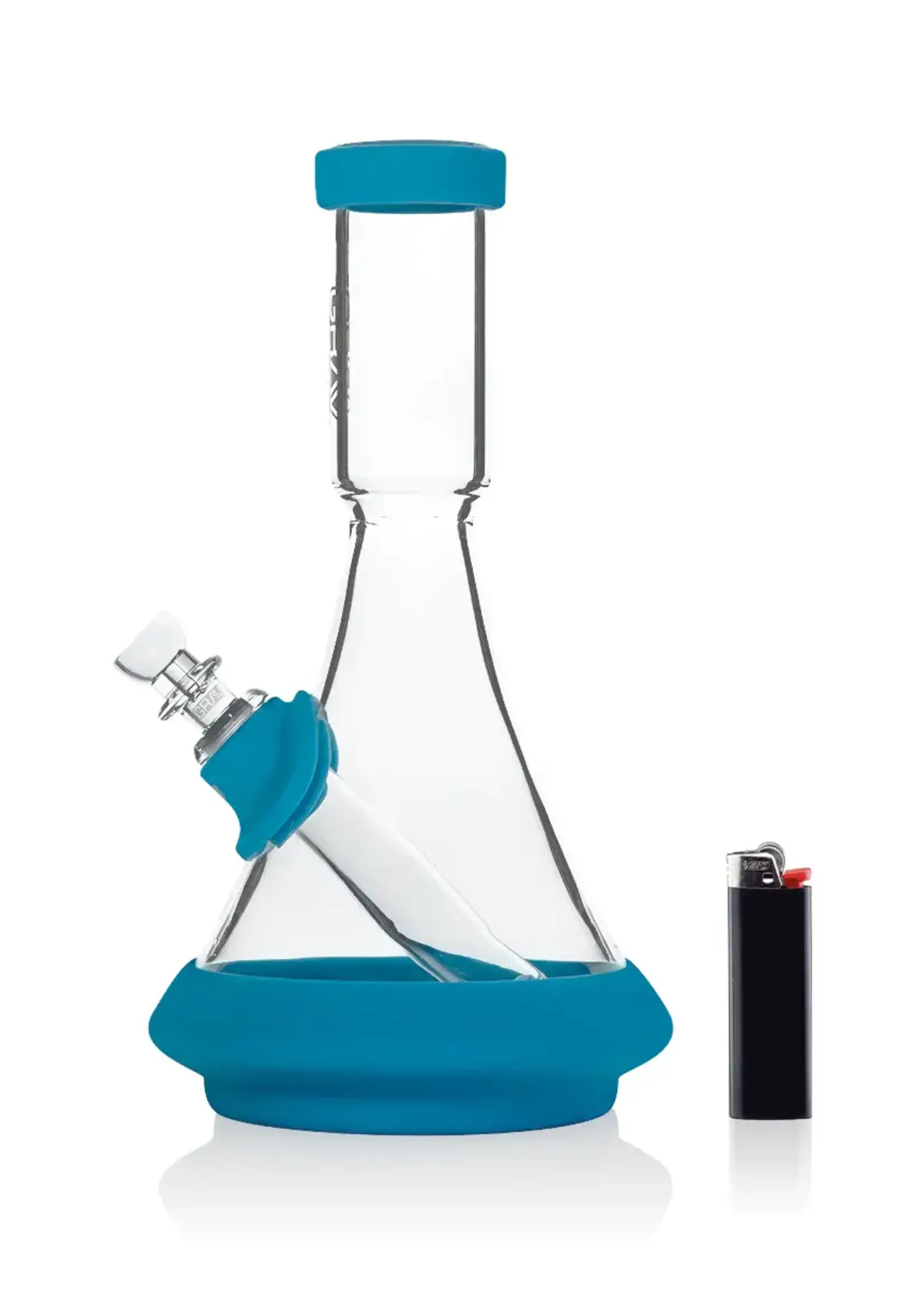 Grav GRAV DECO BEAKER IN SILICONE CLEAR AND DARK TEAL