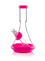 Grav GRAV DECO BEAKER IN SILICONE CLEAR AND TOXIC PINK