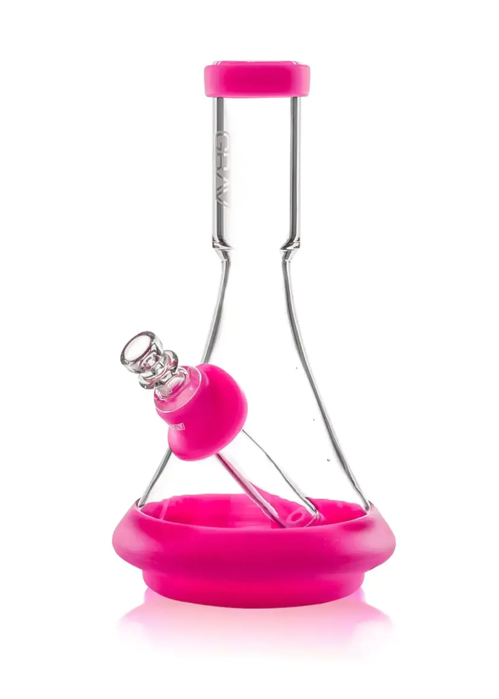 Grav GRAV DECO BEAKER IN SILICONE CLEAR AND TOXIC PINK