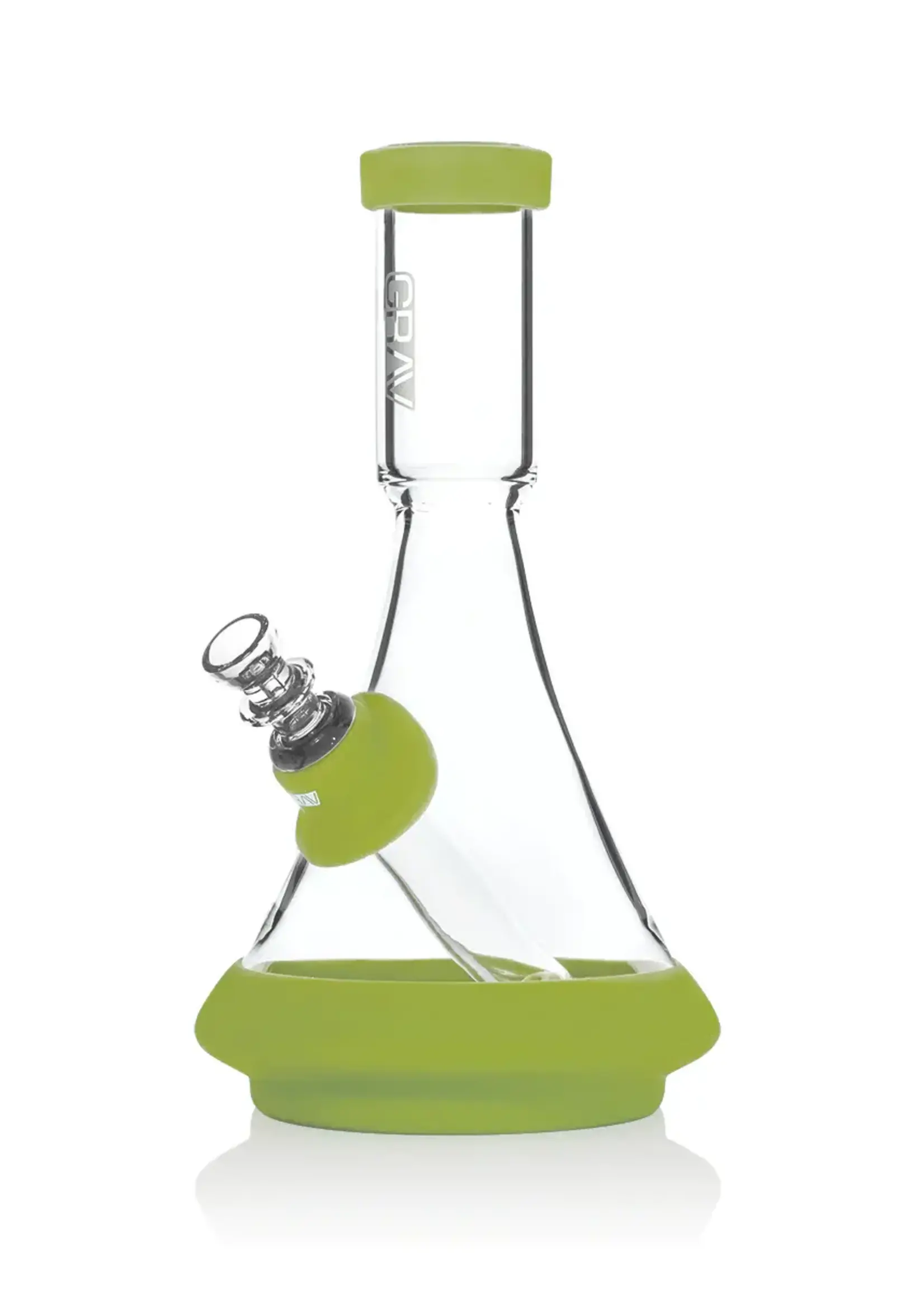 Grav GRAV DECO BEAKER IN SILICONE CLEAR AND AVOCADO GREEN