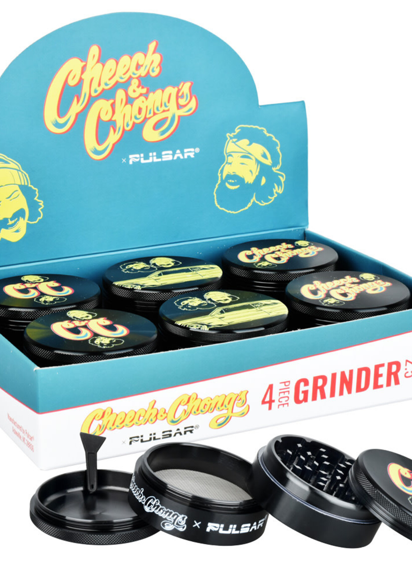 Cheech & Chong Cheech & Chong's x Pulsar Metal Grinder Black 4pc 2.5"
