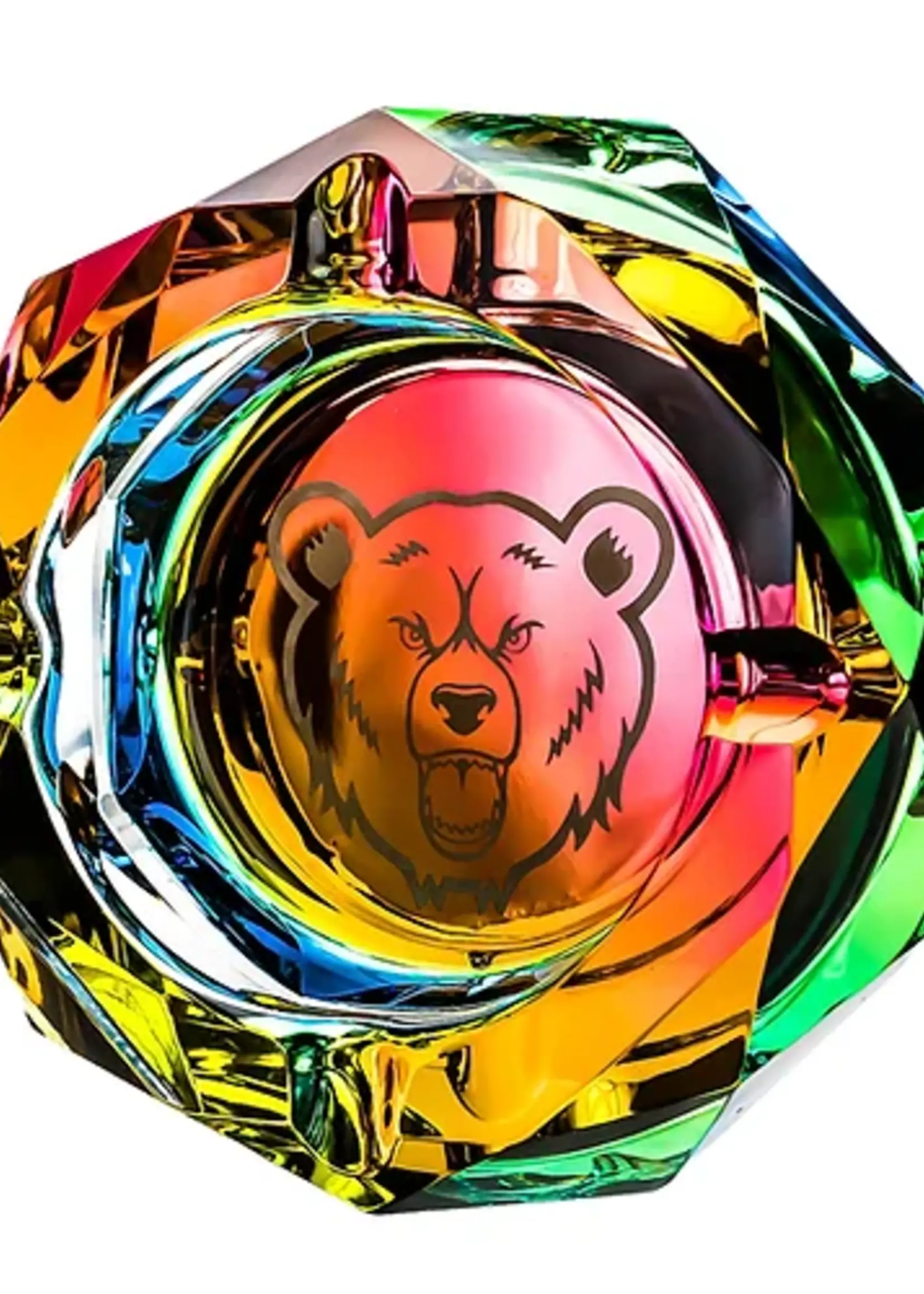 Green Bear Green Bear Glass Prism Ash Tray Large 6"