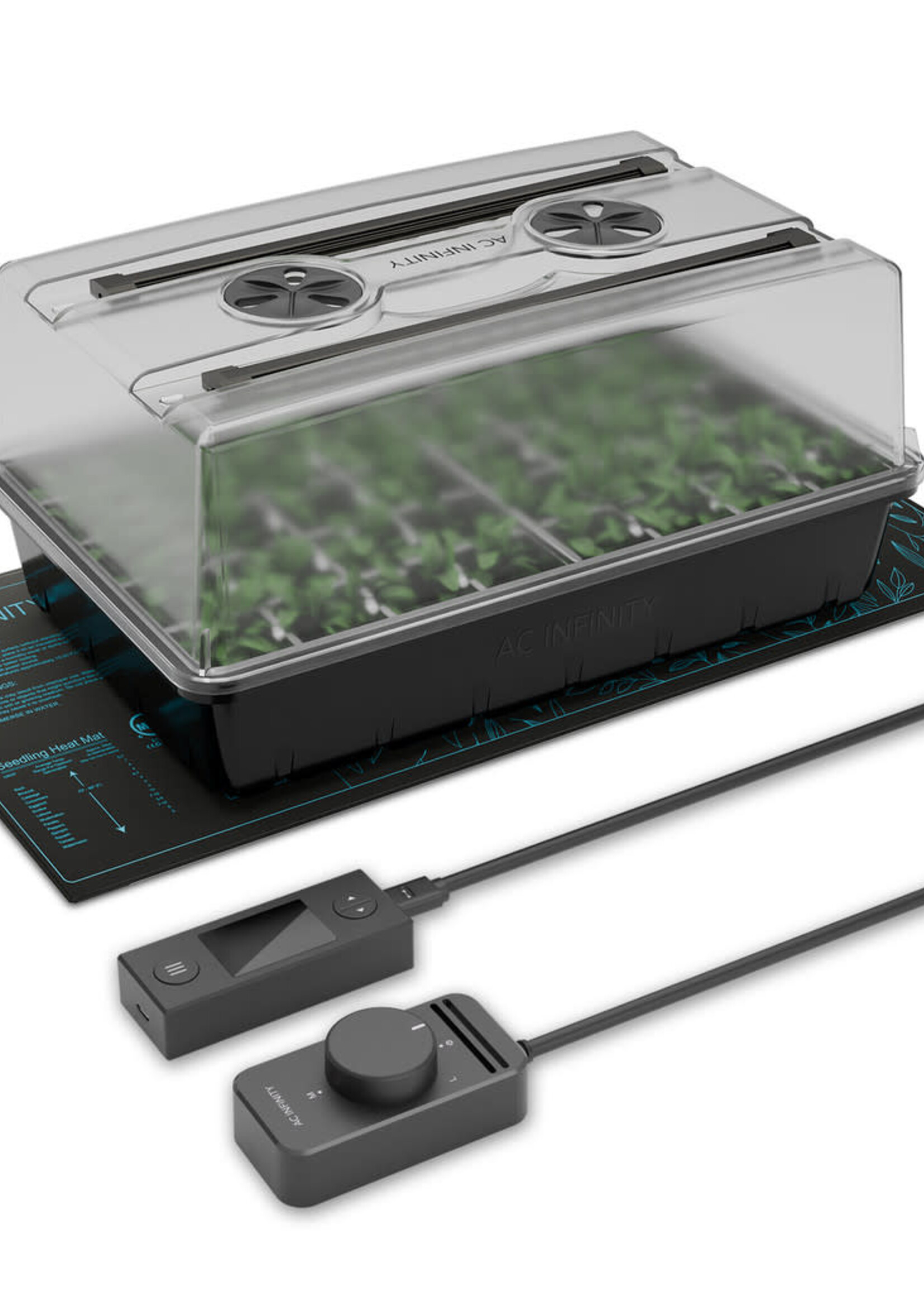 AC Infinity AC Inifinity Humidity Dome Gemination Kit W/Seedling Mat and LED Grow Light Bars 5x8 Cell Tray
