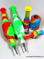 8'' Long Silicone Honey Comb Printed Water Nectar Collector With 14mm Tip