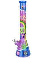 Beach Vibes 420 Painted Glass Beaker Water Pipe 18"
