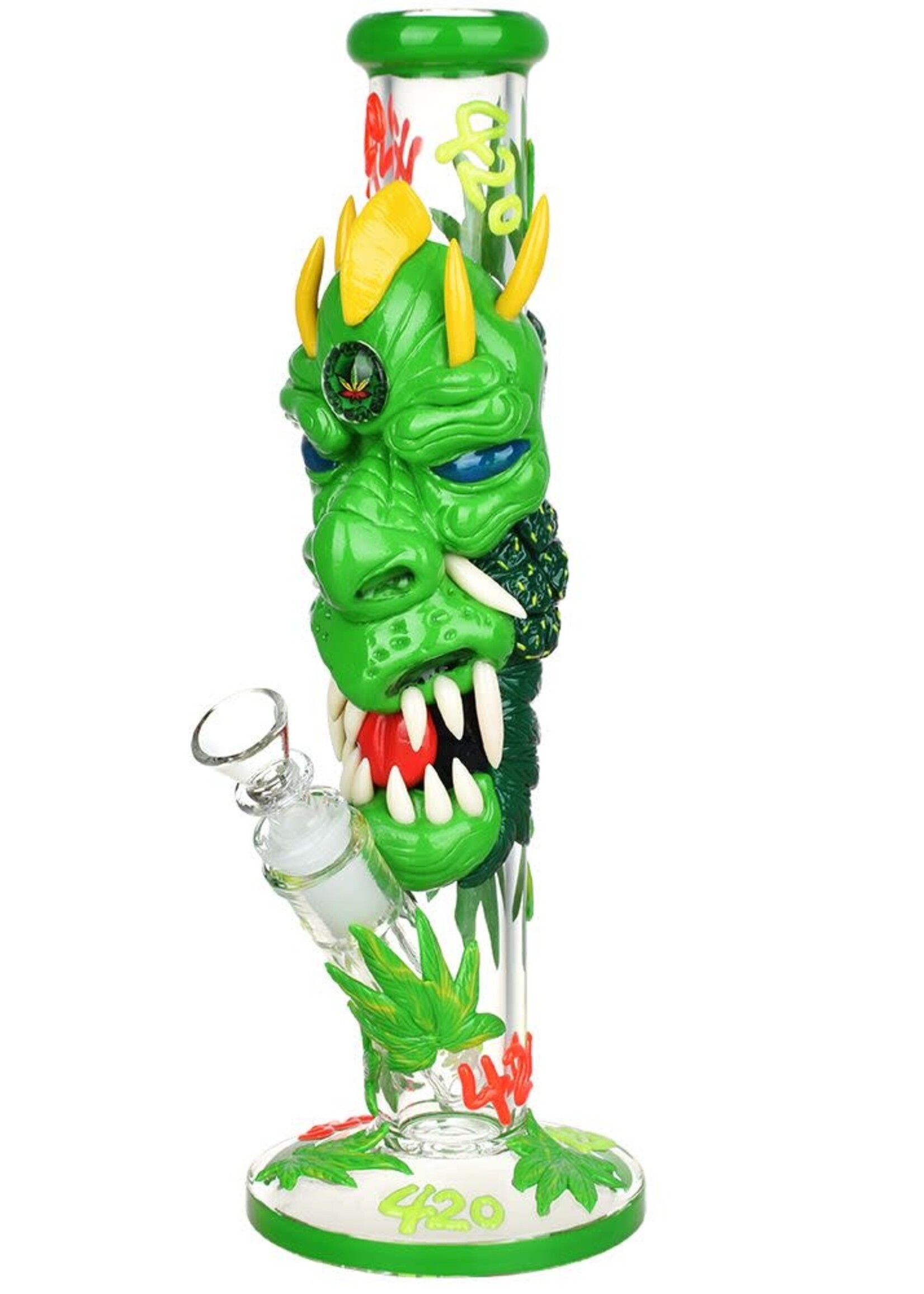 420 Dragon Glow In The Dark Straight Tube Water Pipe 11.75"