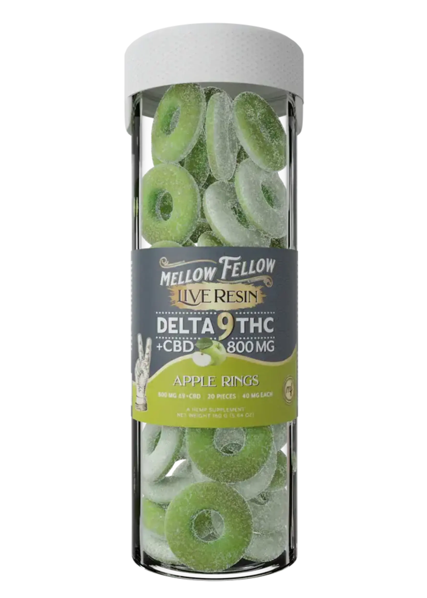 Mellow Fellow Mellow Fellow Live Resin Delta 9 + CBD 800mg 40mg Per Piece Apple Rings